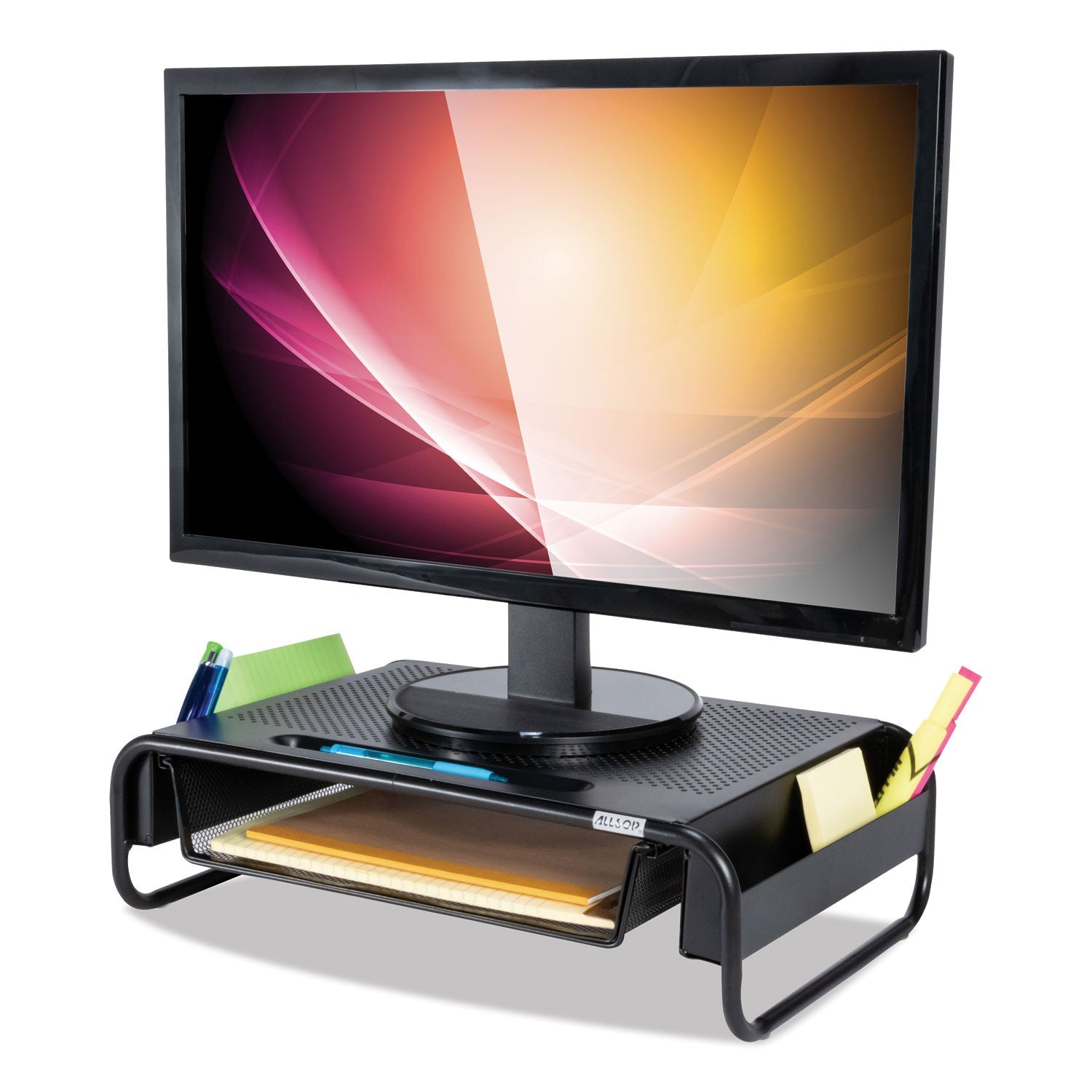 Allsop® Metal Art Organizer 5 Monitor, 18" X 11.8" X 5.1", Black, Supports 30 Lbs
