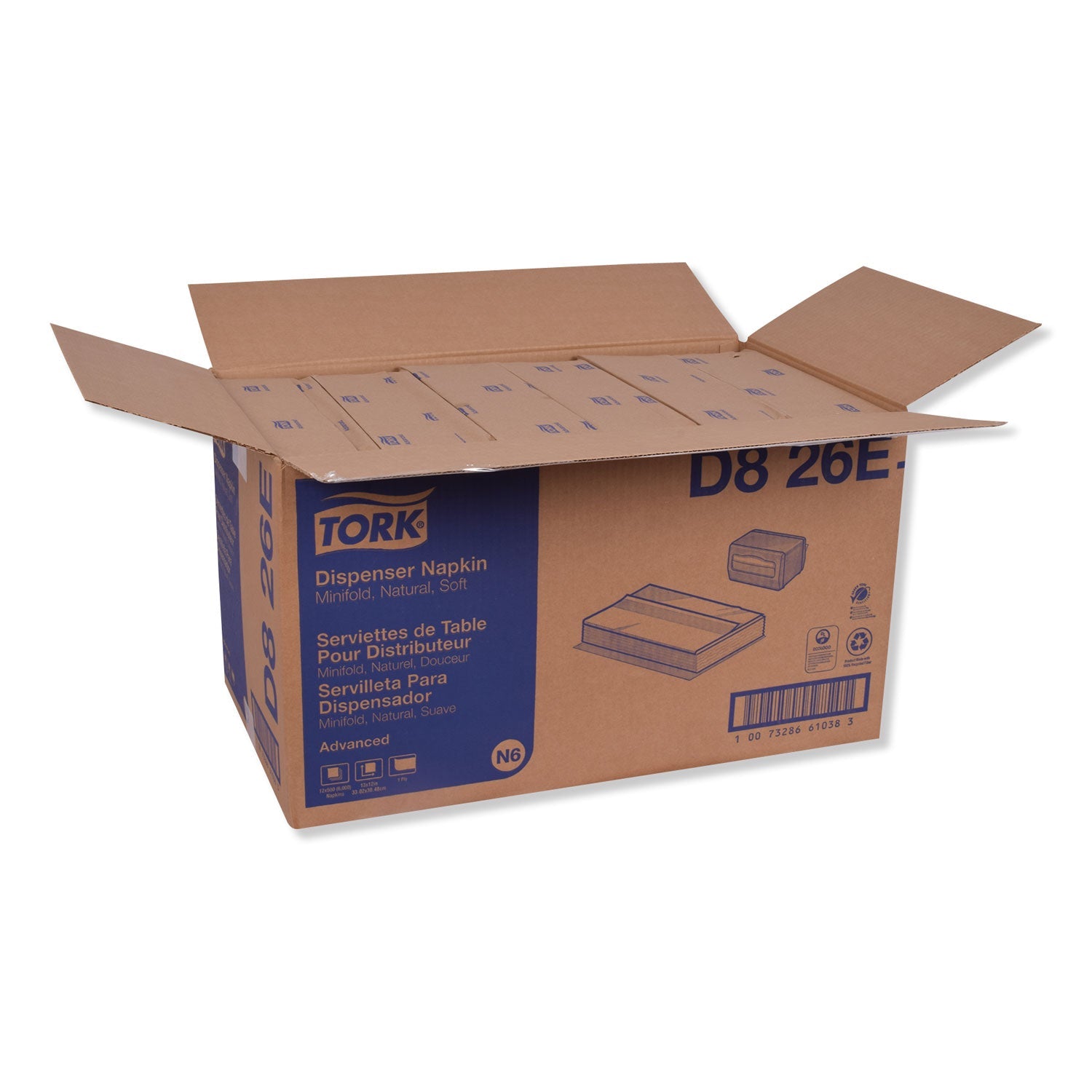 Tork® Advanced Soft Minifold Dispenser Napkins, 1-Ply,13" X 12", Natural, 6000/carton