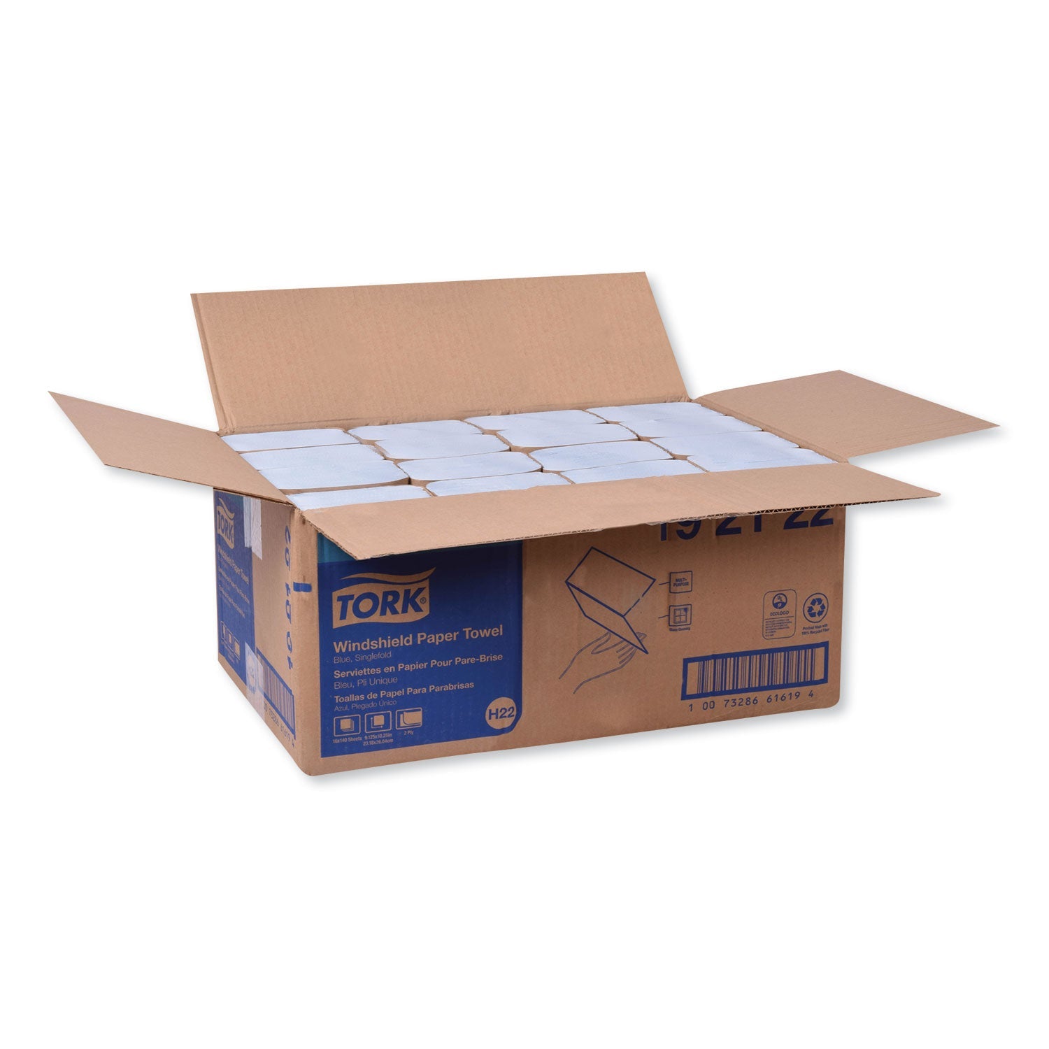 Tork® Windshield Towel, 2-Ply, 9.13 x 10.25, Blue, 140/Pack, 16 Packs/Carton