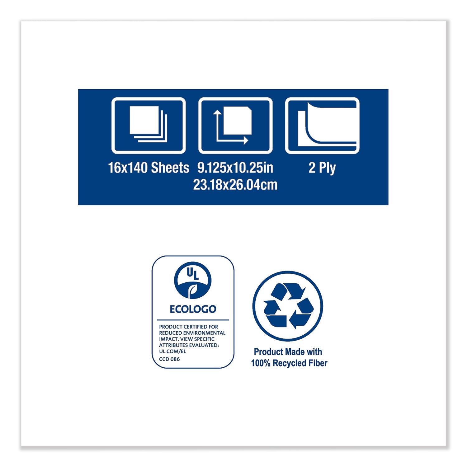 Tork® Windshield Towel, 2-Ply, 9.13 x 10.25, Blue, 140/Pack, 16 Packs/Carton