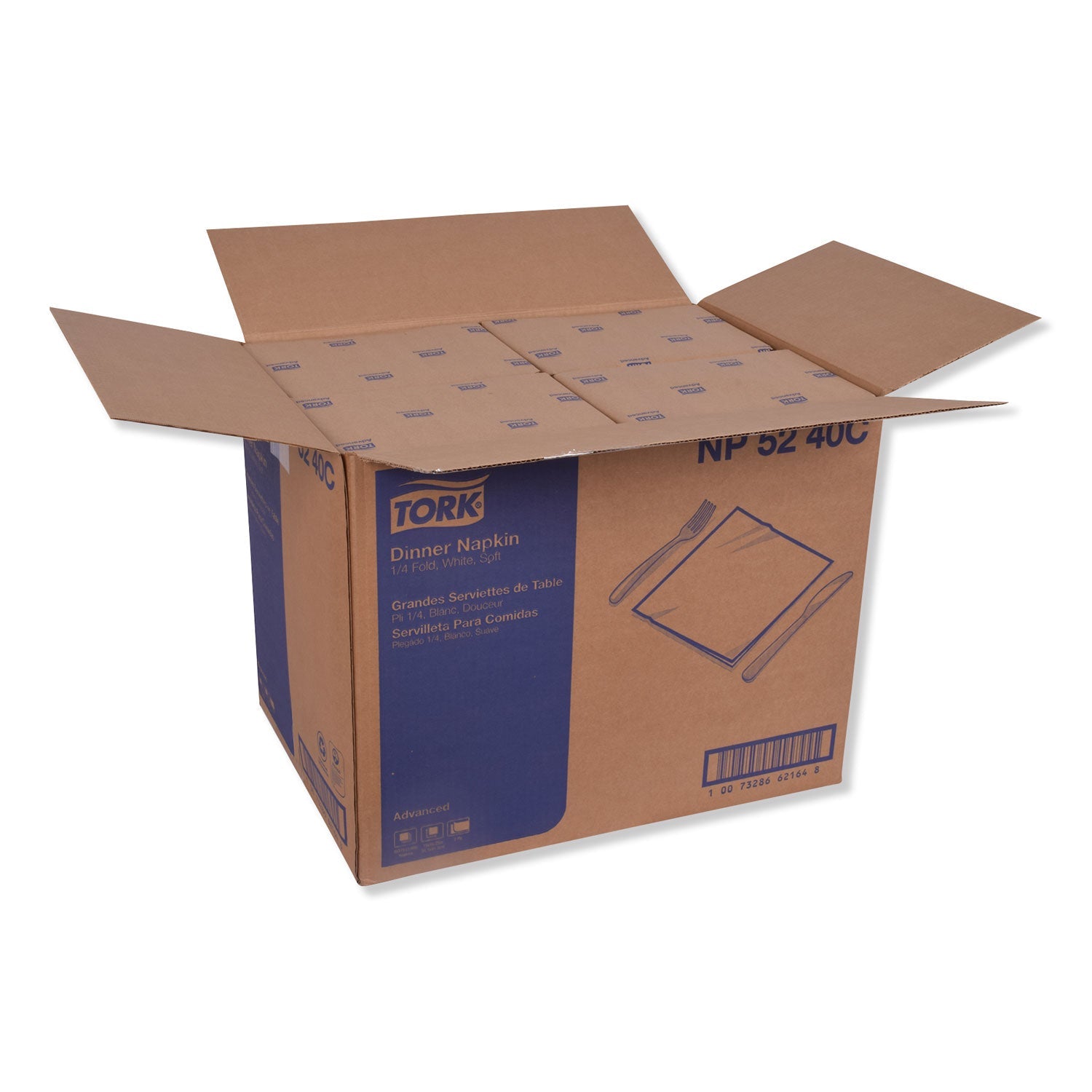 Tork® Advanced Dinner Napkins, 2-Ply, 15" X 16.25", White, 375/pack, 8 Packs/carton