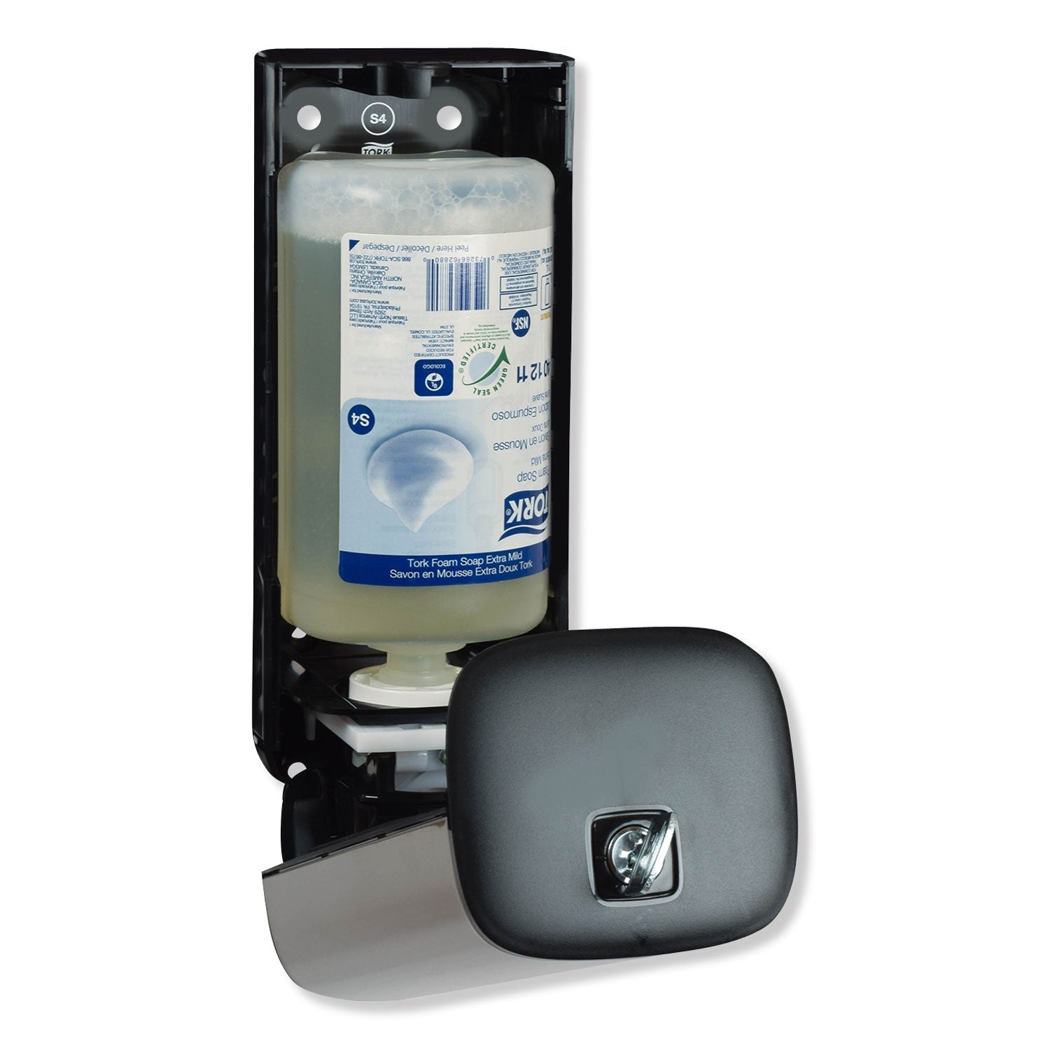 Tork® Foam Skincare Manual Dispenser, 1 L Bottle; 33 Oz Bottle, 4.25 X 4.25 X 11.38, Stainless Steel