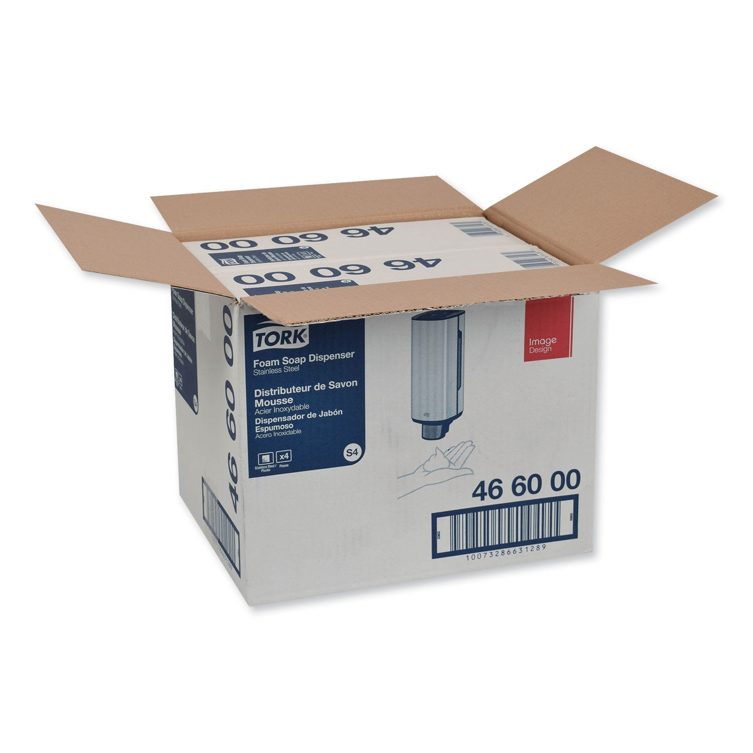 Tork® Foam Skincare Manual Dispenser, 1 L Bottle; 33 Oz Bottle, 4.25 X 4.25 X 11.38, Stainless Steel