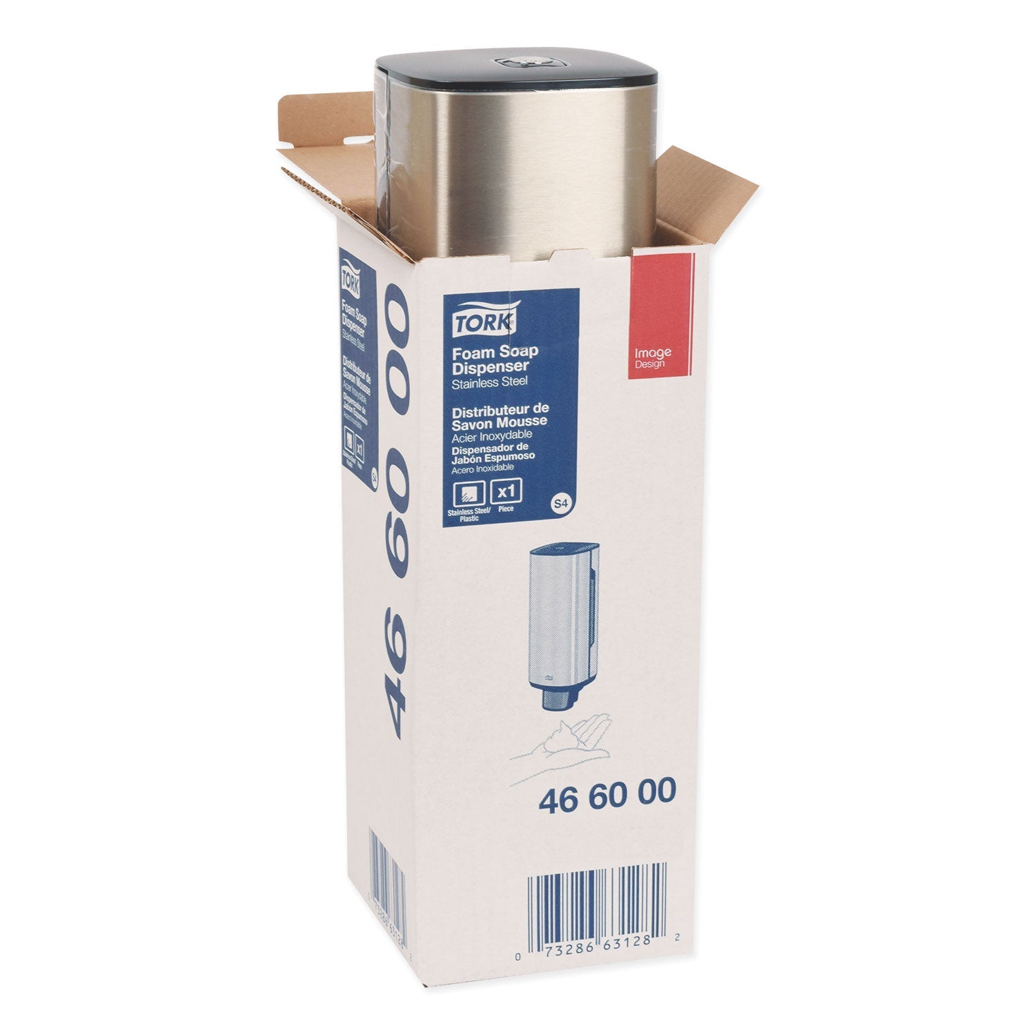Tork® Foam Skincare Manual Dispenser, 1 L Bottle; 33 Oz Bottle, 4.25 X 4.25 X 11.38, Stainless Steel