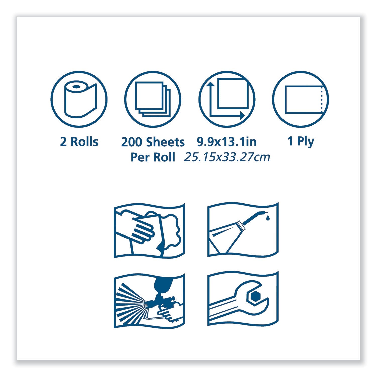 Tork® Advanced ShopMax Wiper 450, Centerfeed Refill, 9.9 x 13.1, Blue, 200/Roll, 2 Rolls/Carton