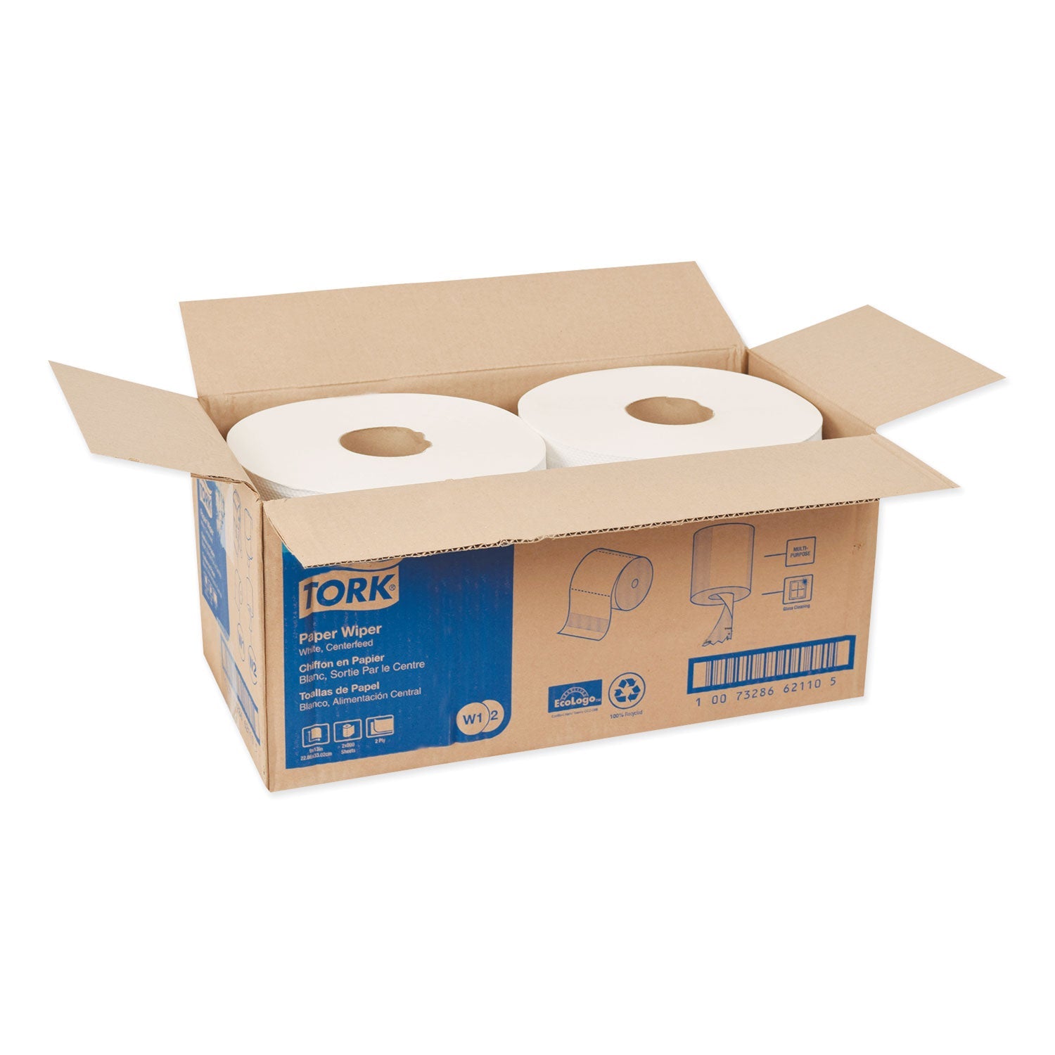 Tork® Paper Wiper, Centerfeed, 2-Ply, 9 X 13, White, 800/roll, 2 Rolls/carton