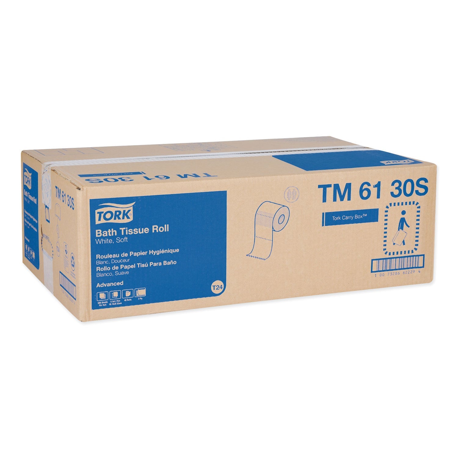 Tork® Advanced Bath Tissue, Septic Safe, 2-Ply, White, 500 Sheets/Roll, 48 Rolls/Carton