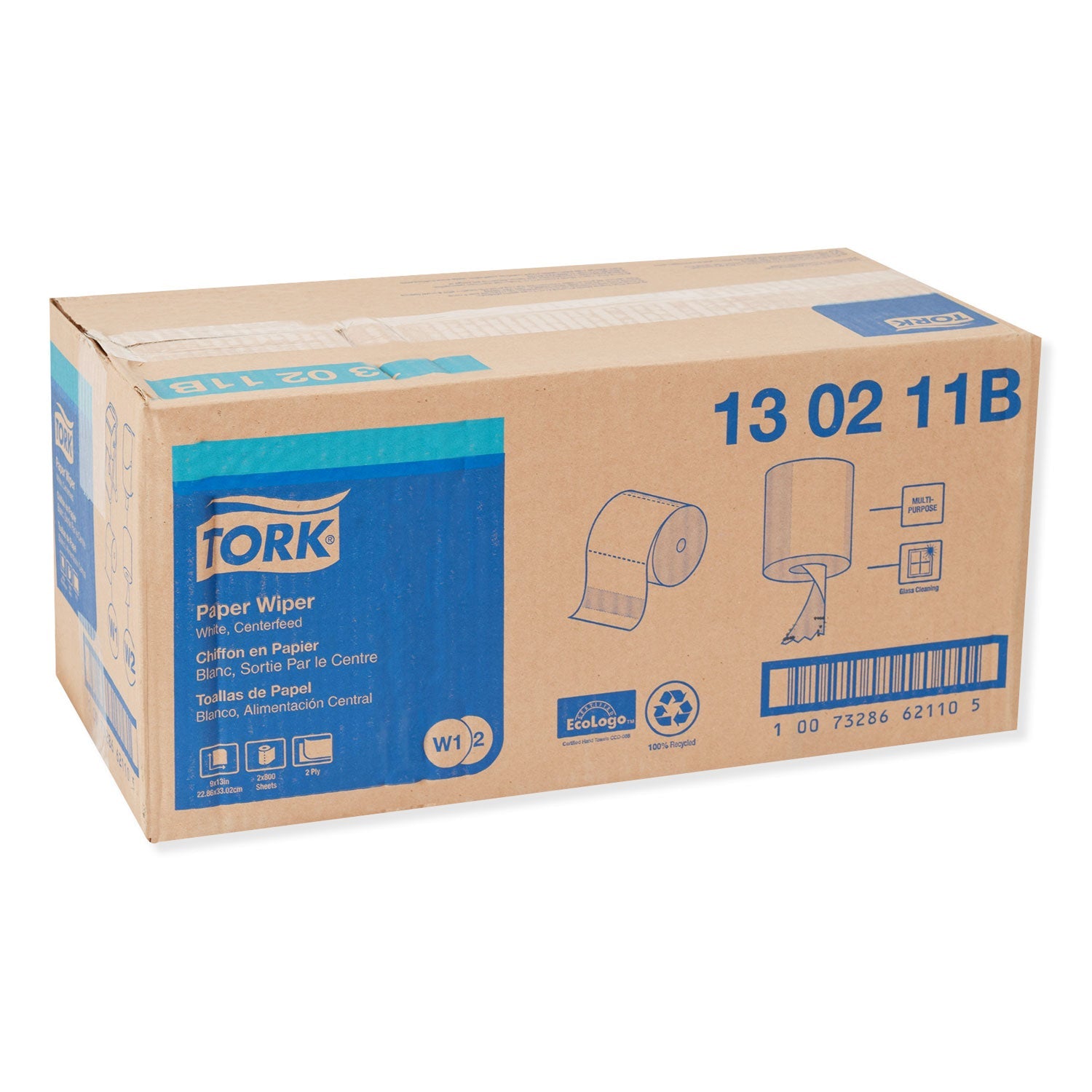 Tork® Paper Wiper, Centerfeed, 2-Ply, 9 X 13, White, 800/roll, 2 Rolls/carton