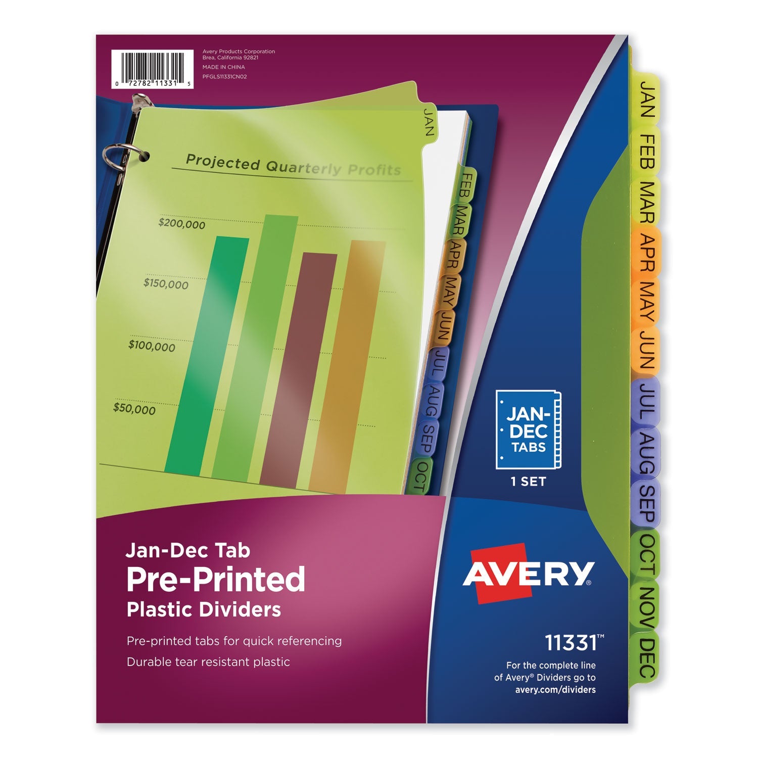 Durable Preprinted Plastic Tab Dividers | Jan-Dec