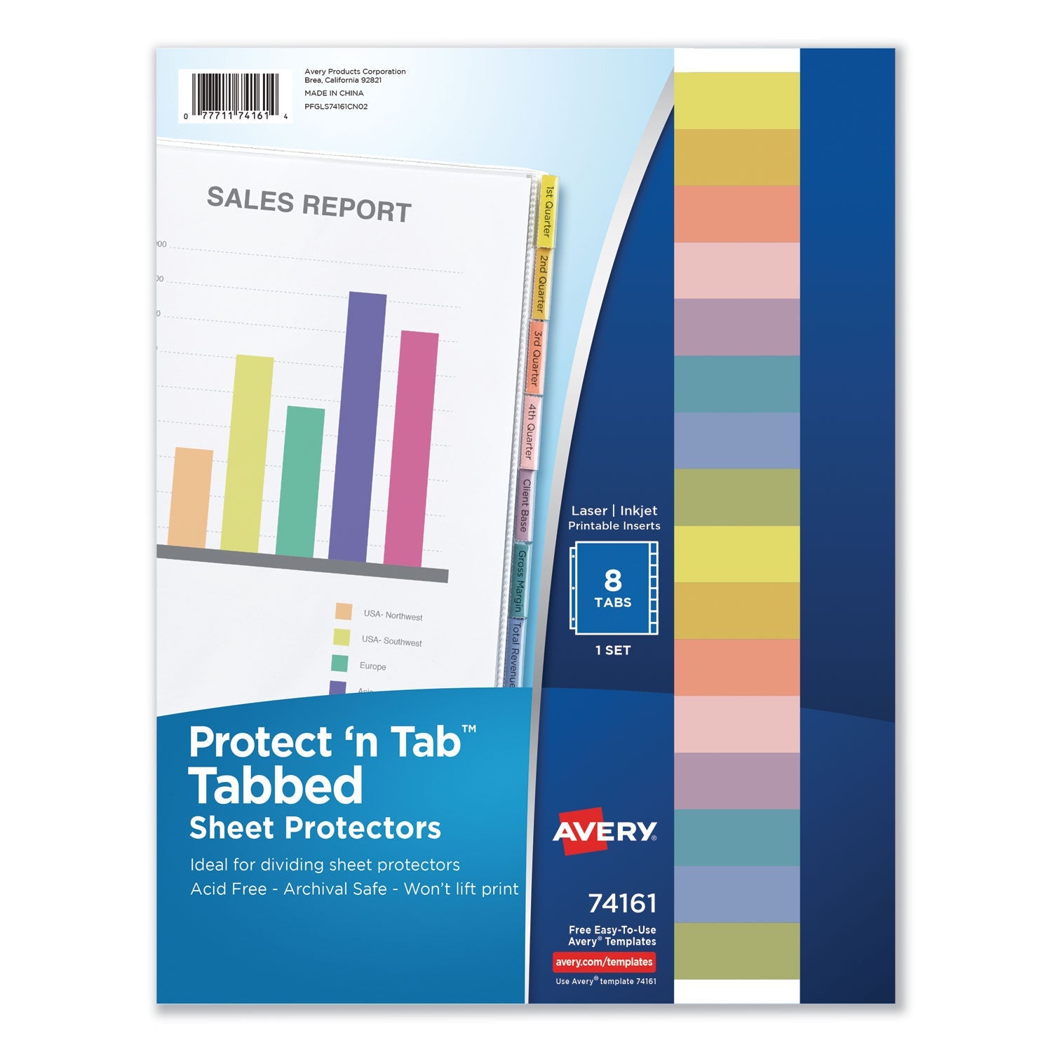 Avery® Protect 'n Tab Top-Load Clear Sheet Protectors W/eight Tabs, Letter