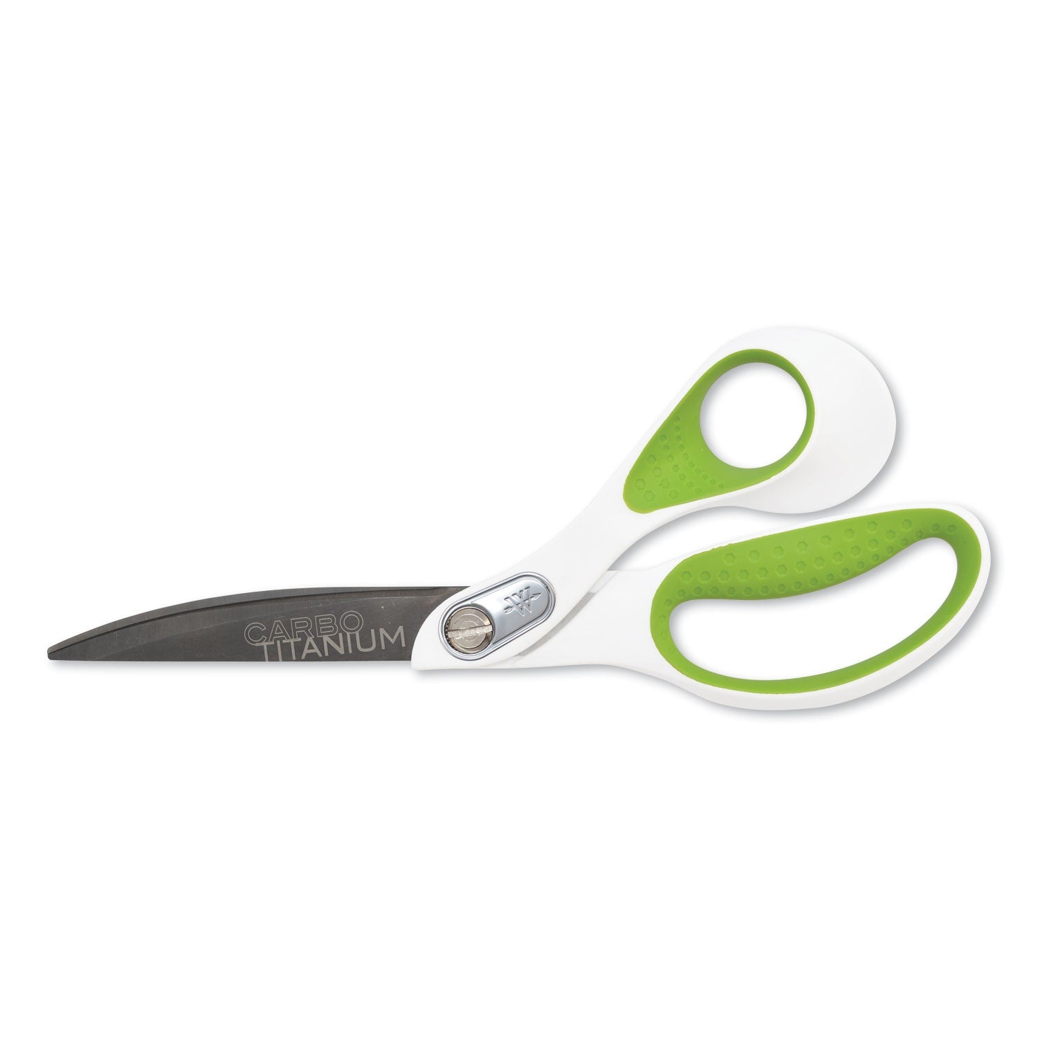 Westcott® CarboTitanium Bonded Scissors, 9" Long, 4.5" Cut Length, Offset White/Green Handle