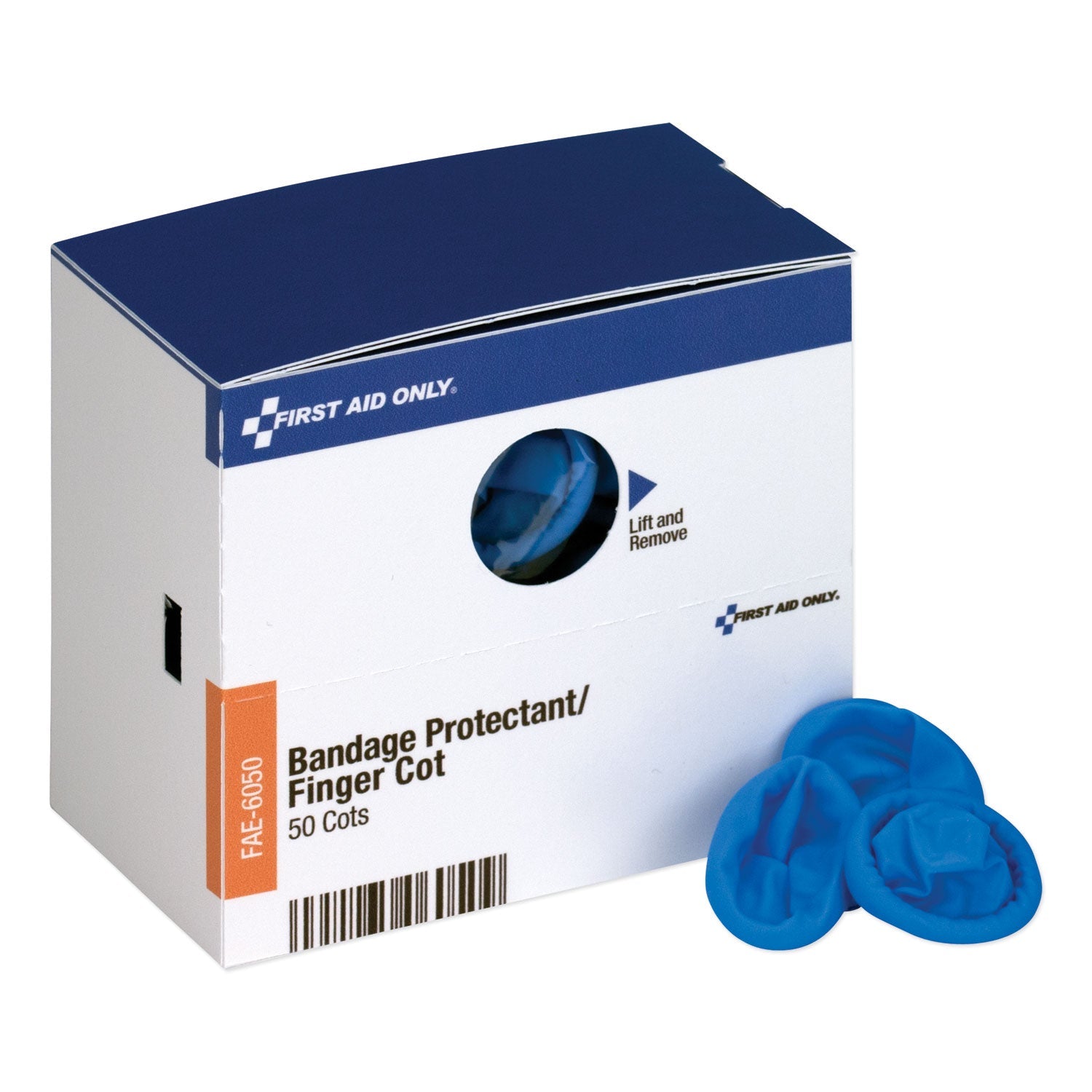 First Aid Only™ Smartcompliance Refill Finger Cots, Blue, Nitrile, 50/box