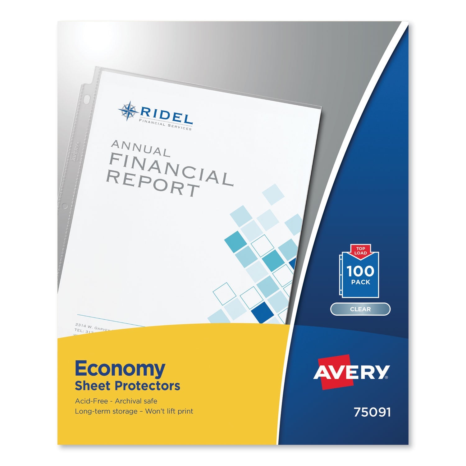 Avery® Top-Load Sheet Protector, Economy Gauge, Letter, Clear, 100/box
