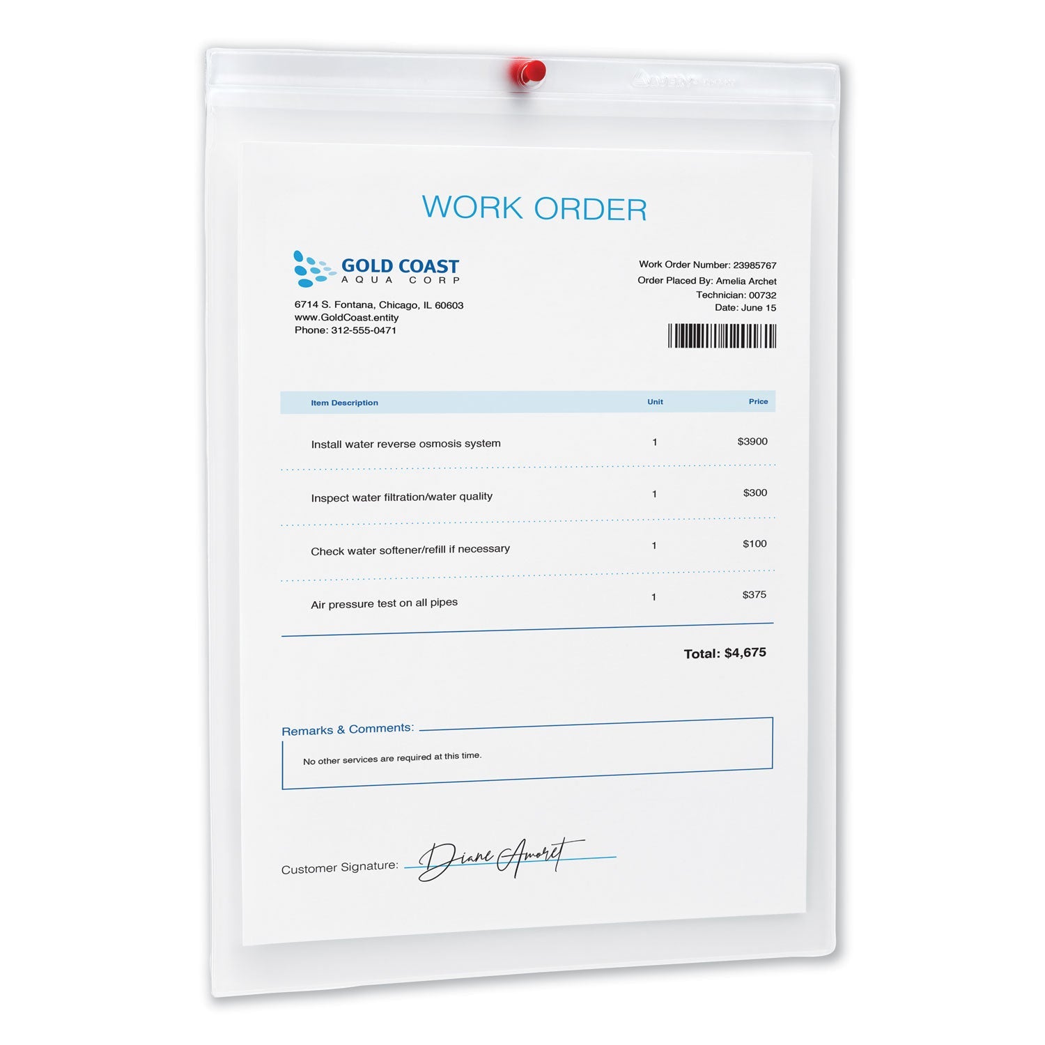 Avery® Job Ticket Holders, Heavy Gauge Vinyl, 9 X 12, Clear, 10/pack
