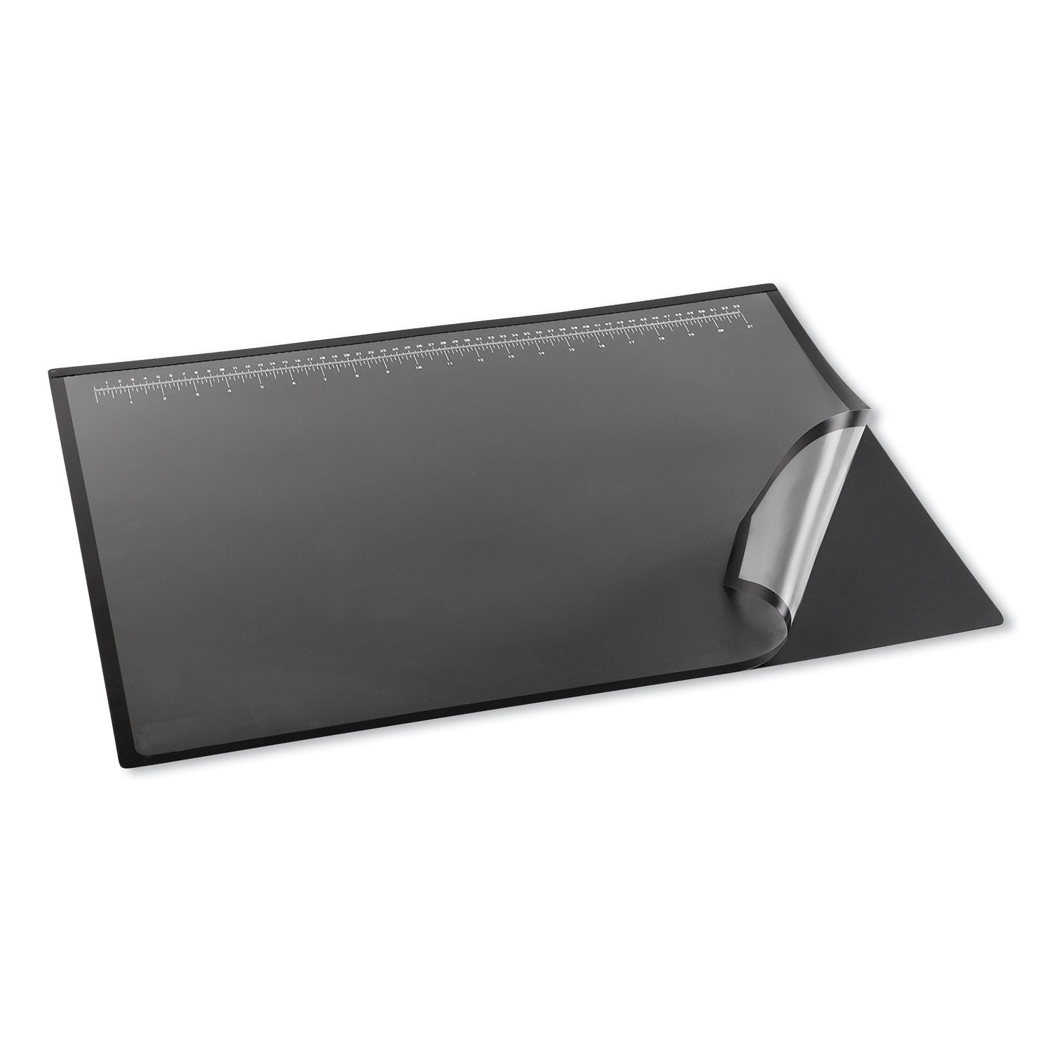 Artistic® Desk Pad with Transparent Lift-Top Overlay and Antimicrobial Protection, 24" x 19", Black Pad, Transparent Frost Overlay