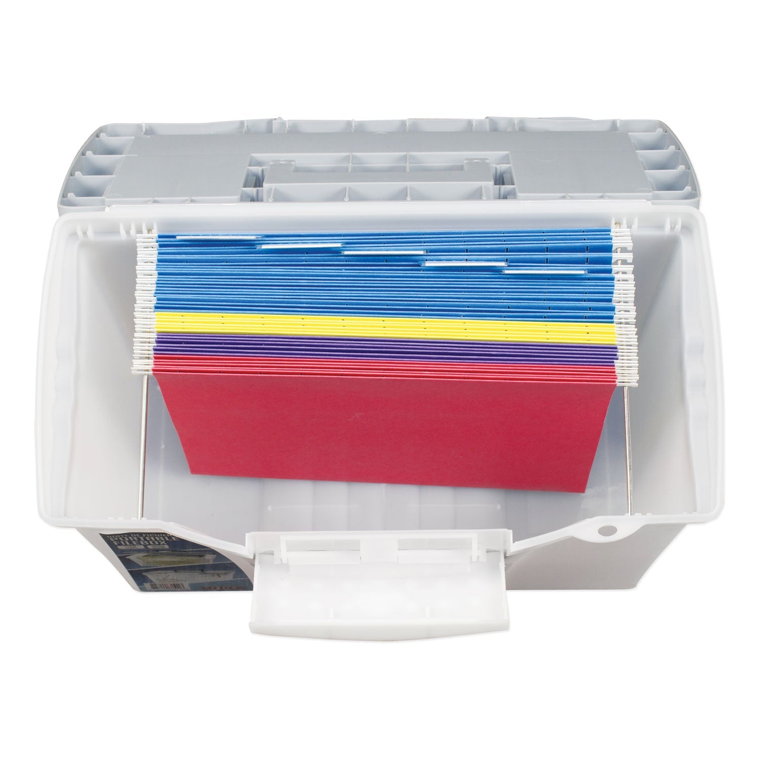 Storex Portable Letter/legal Filebox With Organizer Lid, Letter/legal Files, 14.5" X 10.5" X 12", Clear/silver