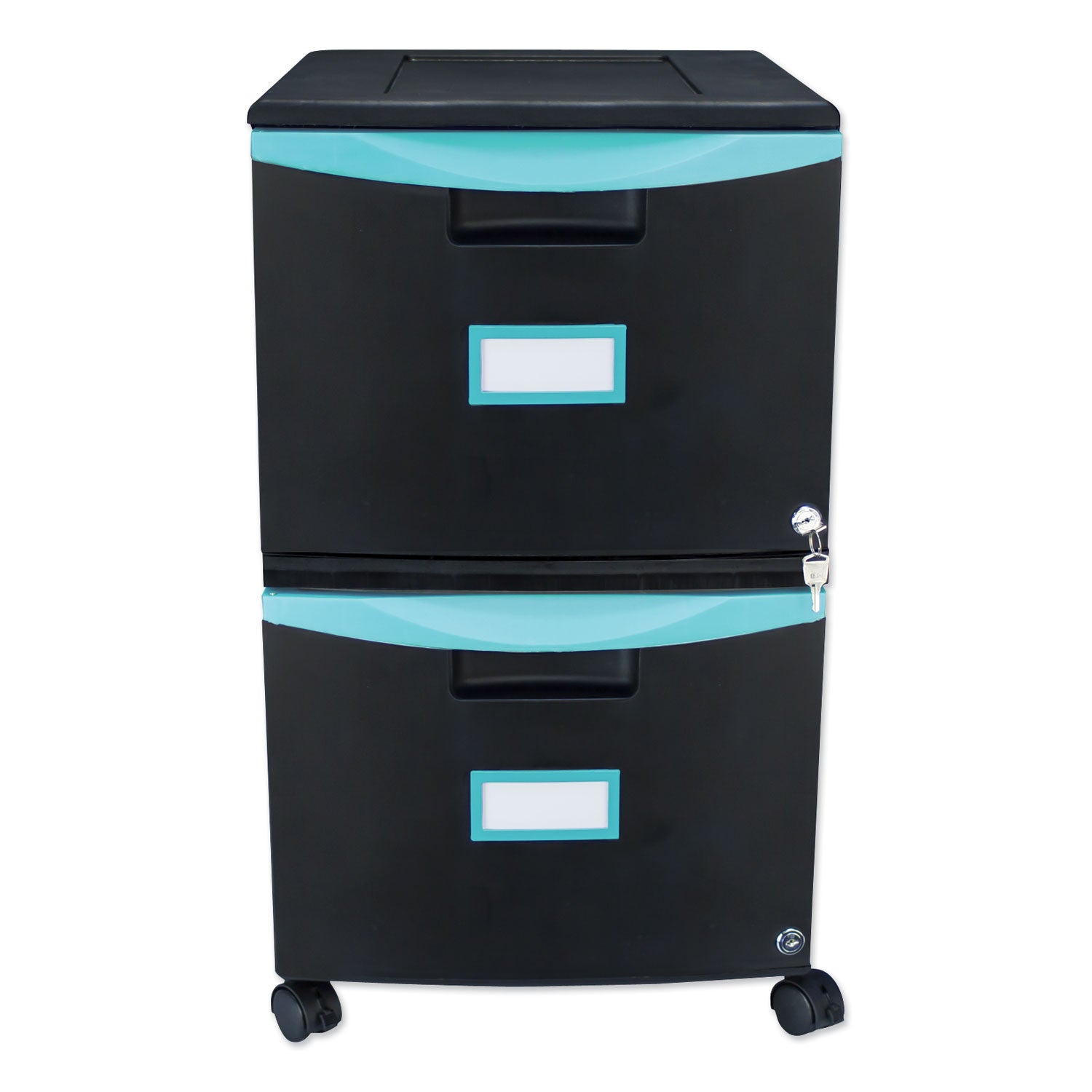 Mobile Filing Cabinet | Storex 2-Drawer Black/Teal