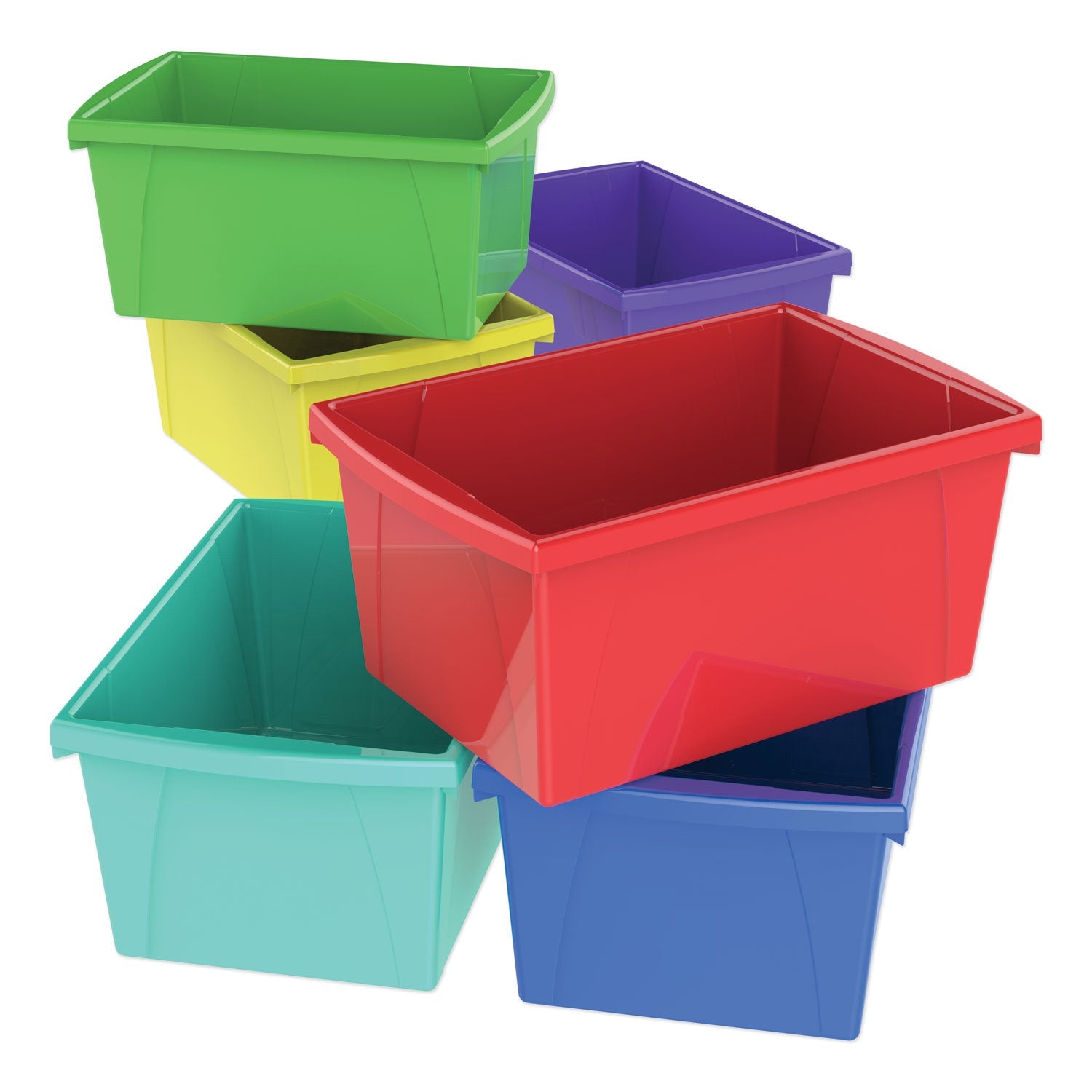 Storex Storage Bins, 5.5 gal, 10.63 x 15.63 x 8, Randomly Assorted Colors
