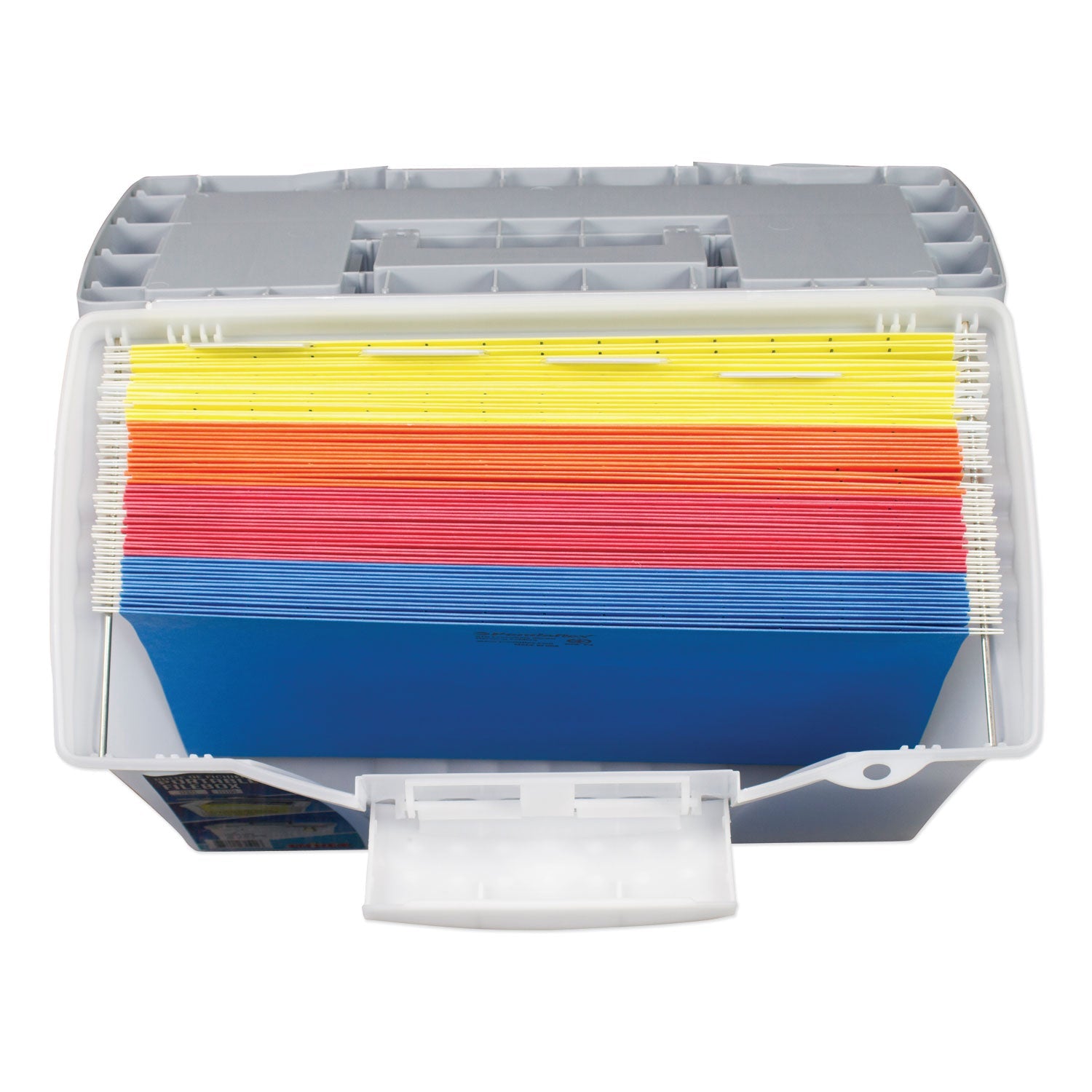 Storex Portable Letter/legal Filebox With Organizer Lid, Letter/legal Files, 14.5" X 10.5" X 12", Clear/silver