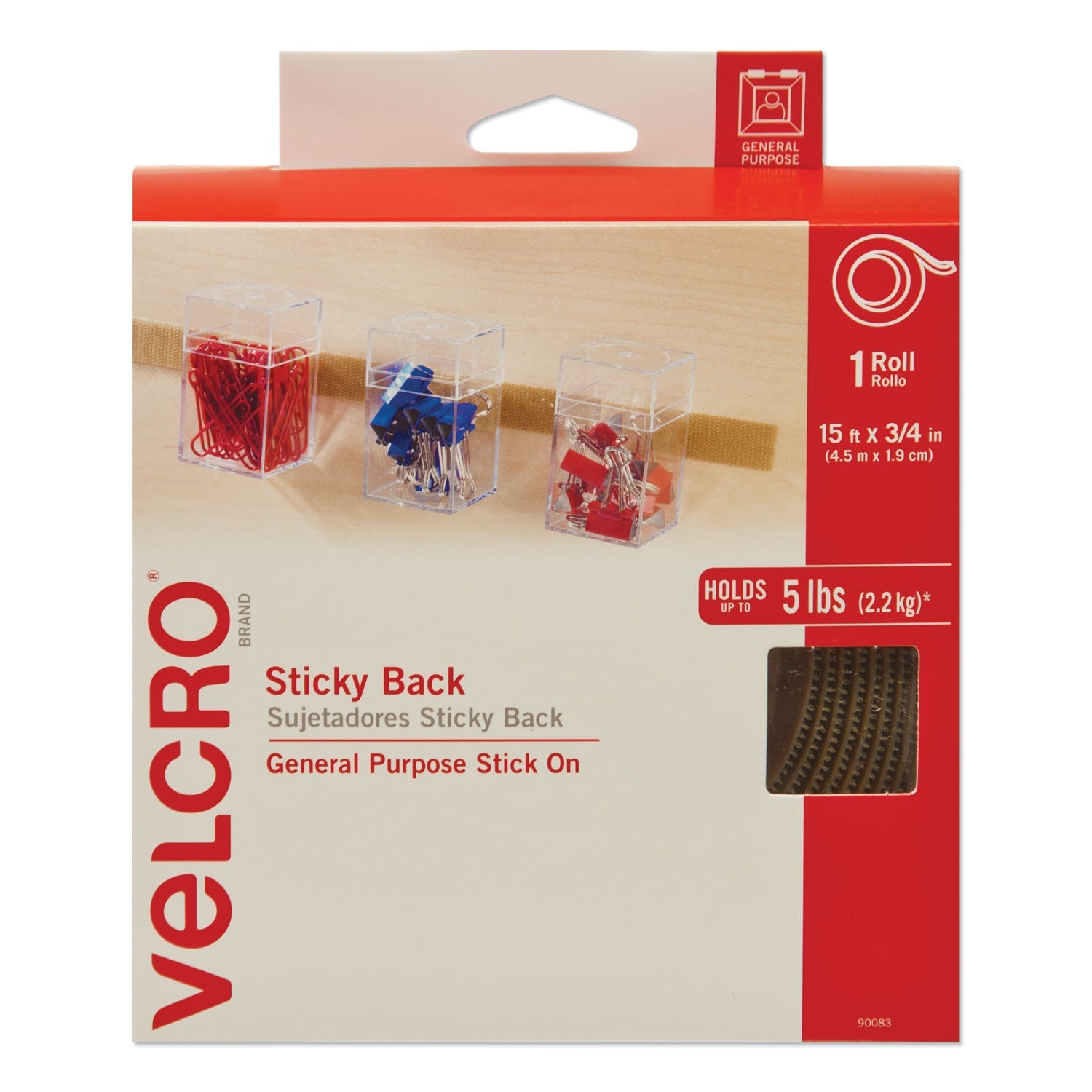 Sticky-Back Fasteners With Dispenser | Beige