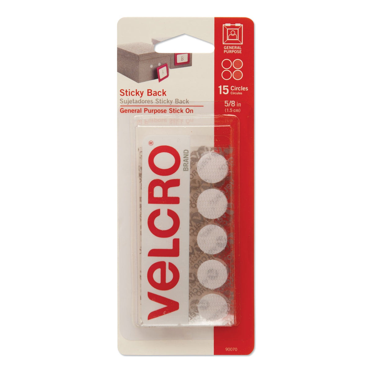 Sticky-Back Fasteners | 0.63" White | 15/pack