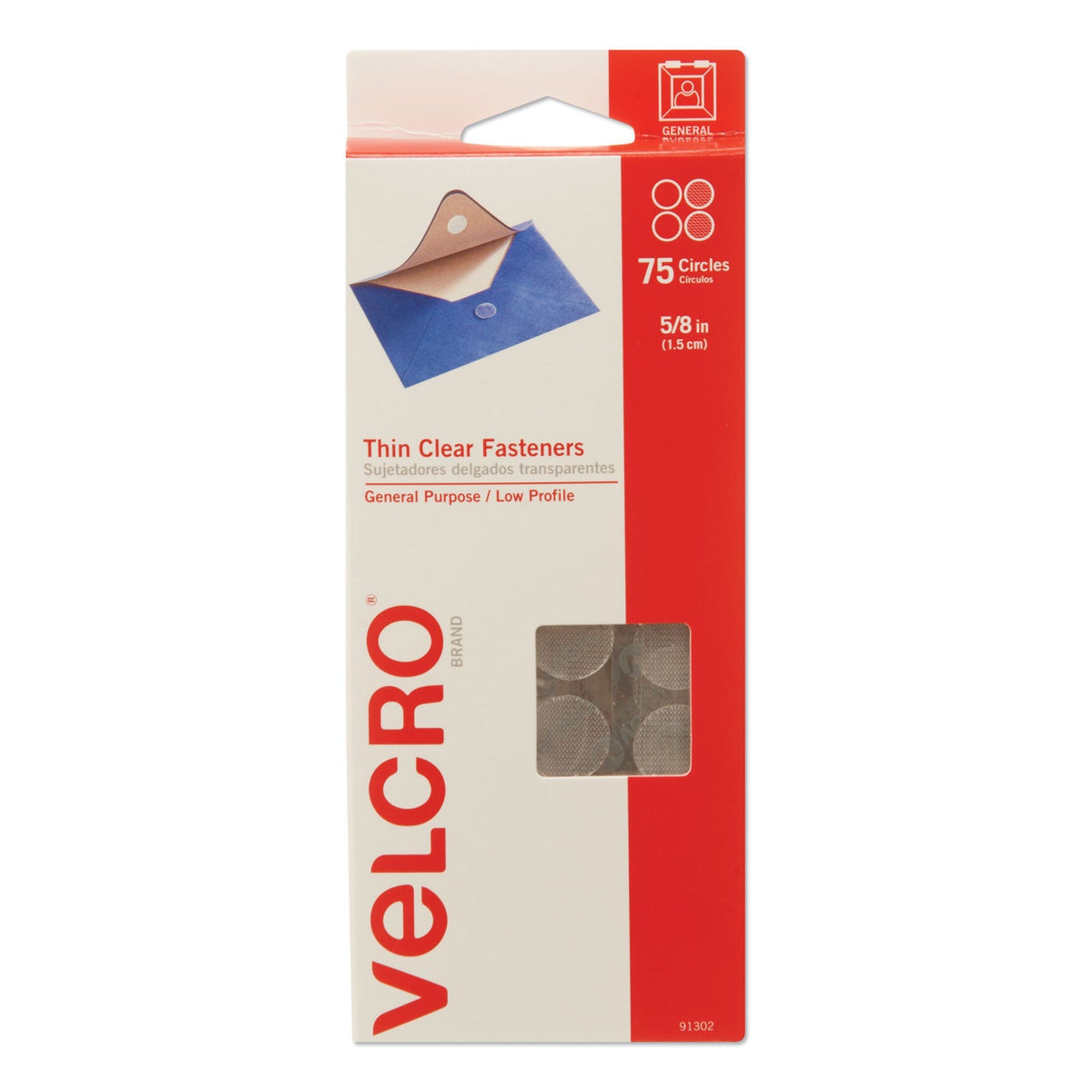 Sticky-Back Fasteners | 0.63" Clear | 75/pack