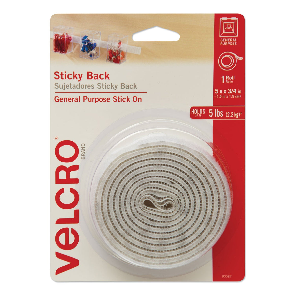 Sticky-Back Fasteners | VELCRO®, 0.75"x5', White