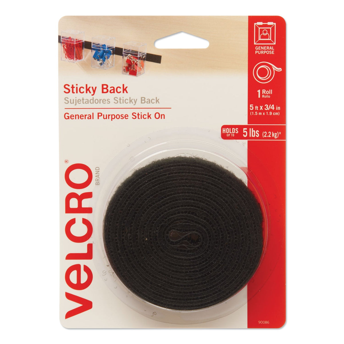 Sticky-Back Fasteners | VELCRO®, 0.75"x5', Black