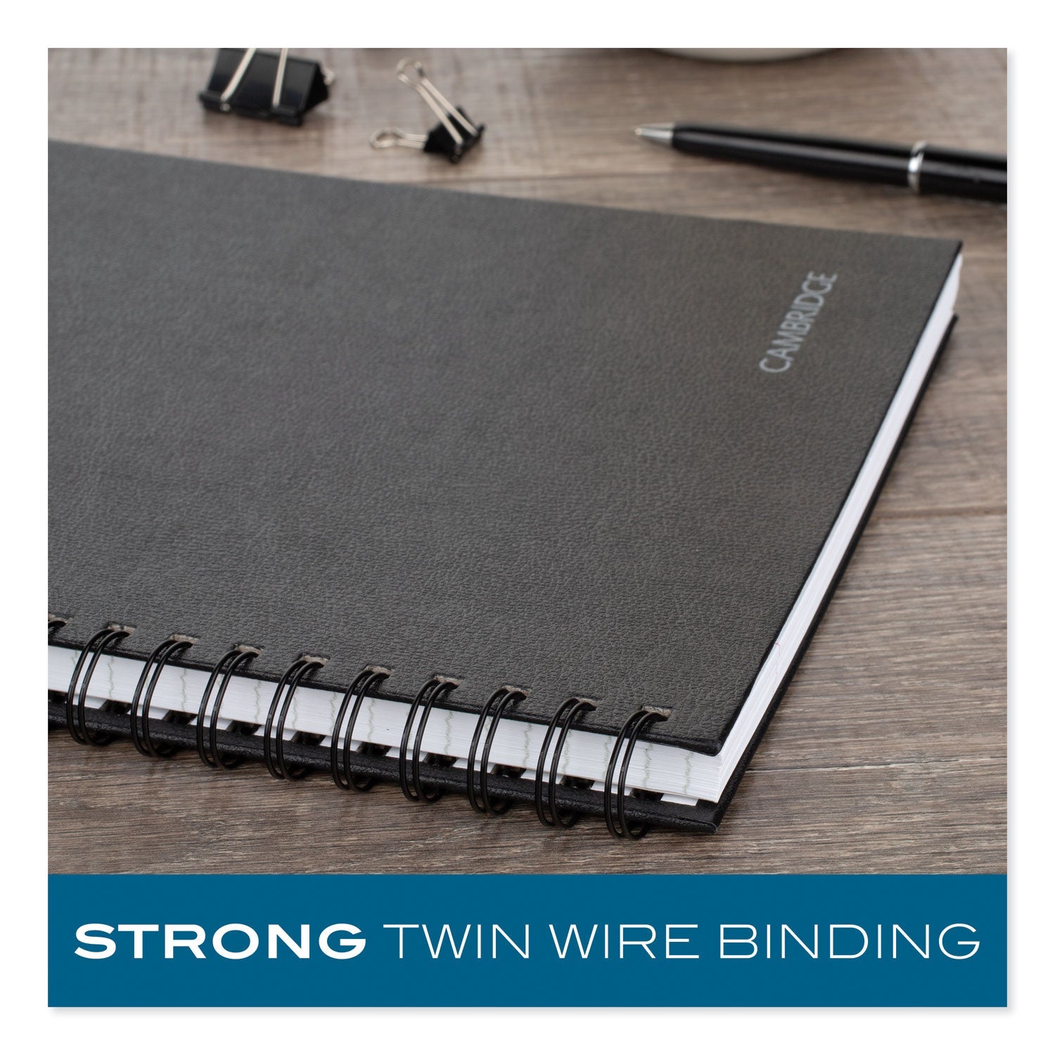 Cambridge® Limited Hardbound Notebook with Pocket, 1-Subject, Wide/Legal Rule, Black Cover, (96) 11 x 8.5 Sheets