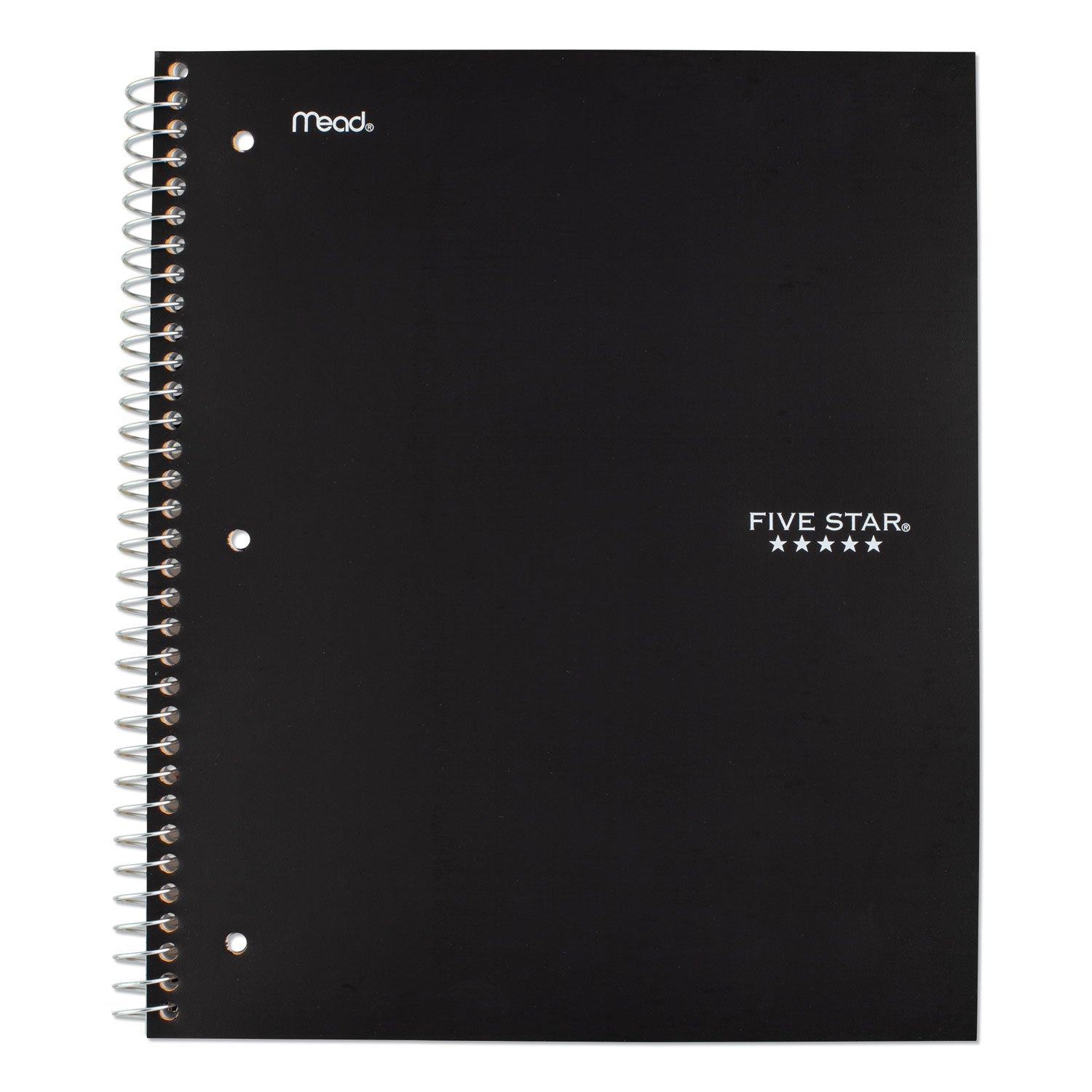 Five Star® Wirebound Notebook with Two Pockets, 1-Subject, Medium/College Rule, Black Cover, (100) 11 x 8.5 Sheets