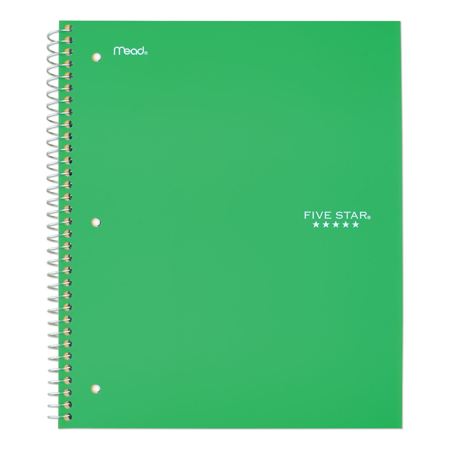 Five Star® Wirebound Notebook with Two Pockets, 1-Subject, Medium/College Rule, Green Cover, (100) 11 x 8.5 Sheets