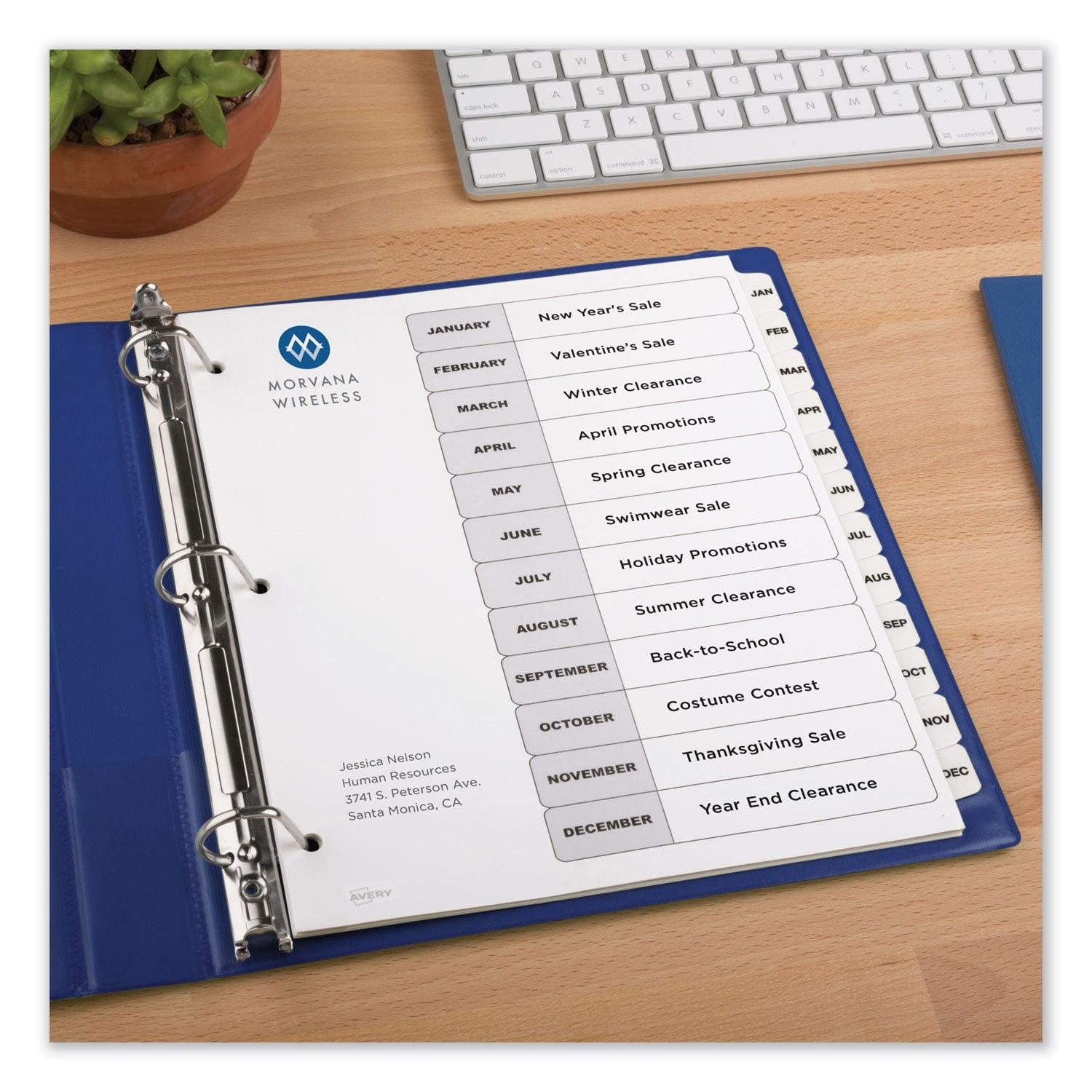 Avery® Customizable TOC Ready Index Black and White Dividers, 12-Tab, Jan. to Dec., 11 x 8.5, 1 Set