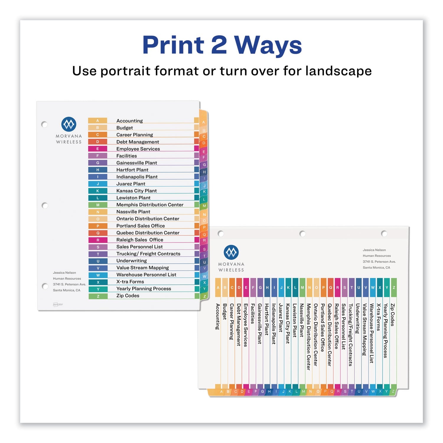 Avery® Customizable TOC Ready Index Multicolor Tab Dividers, 26-Tab, A to Z, 11 x 8.5, White, Traditional Color Tabs, 1 Set