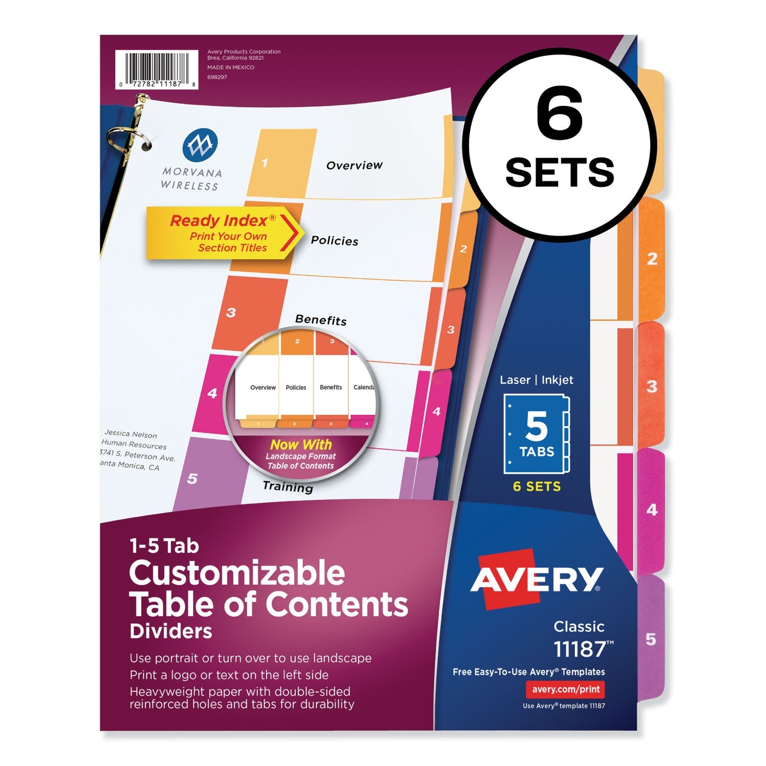 Customizable TOC Ready Index Dividers | 5-Tab