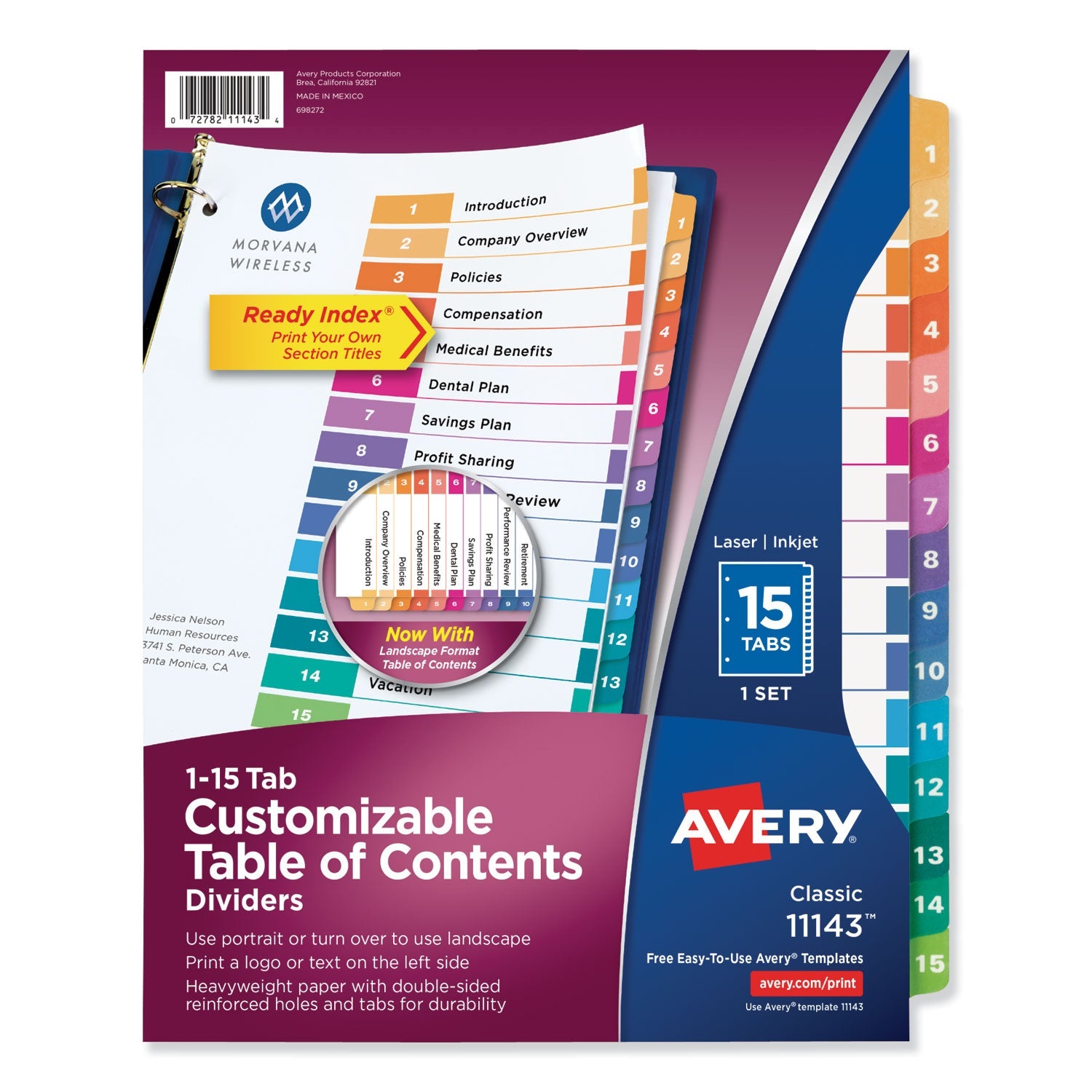Customizable TOC Ready Index Dividers | 15-Tab