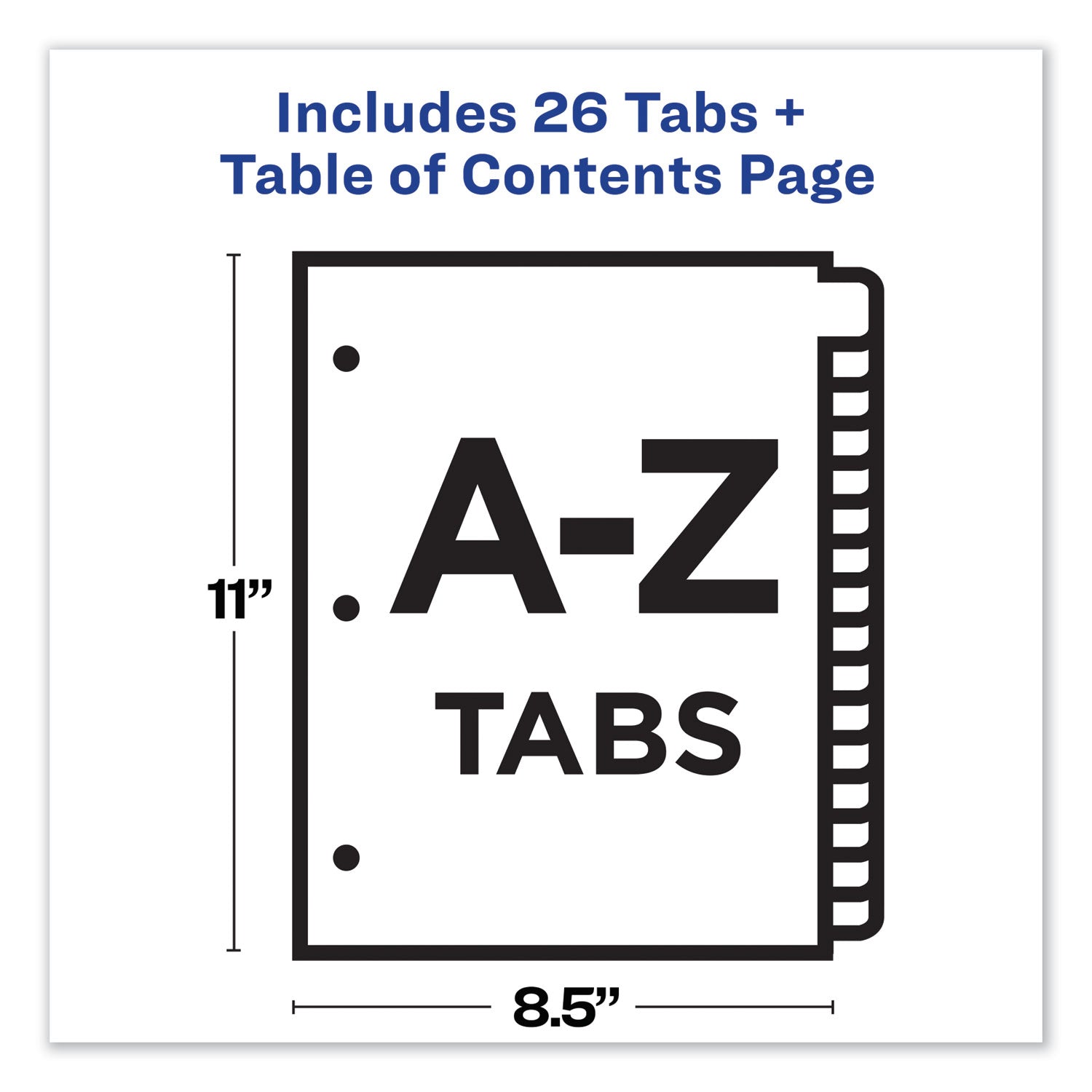 Avery® Customizable TOC Ready Index Multicolor Tab Dividers, 26-Tab, A to Z, 11 x 8.5, White, Traditional Color Tabs, 1 Set