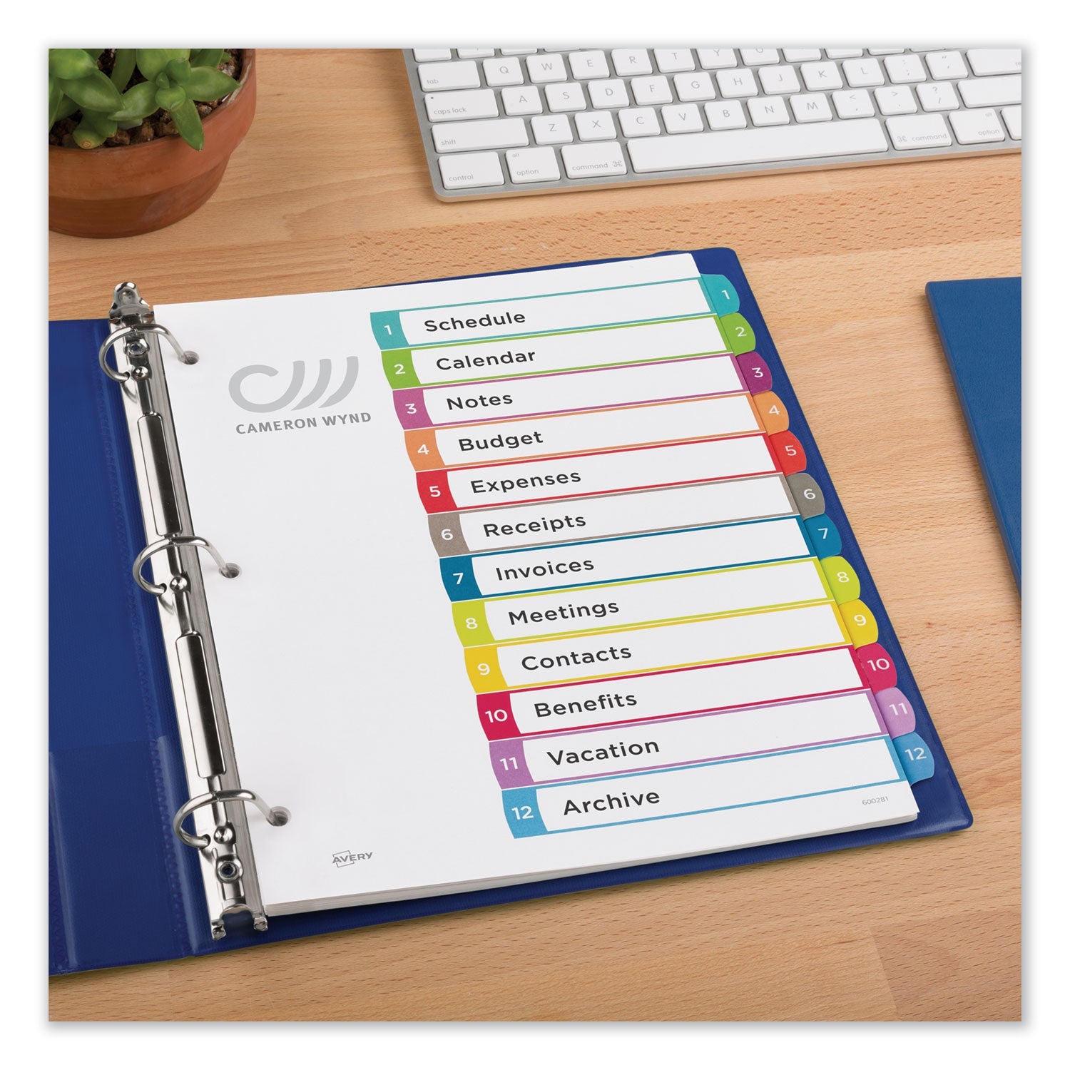 Avery® Customizable TOC Ready Index Multicolor Tab Dividers, 12-Tab, 1 to 12, 11 x 8.5, White, Contemporary Color Tabs, 1 Set