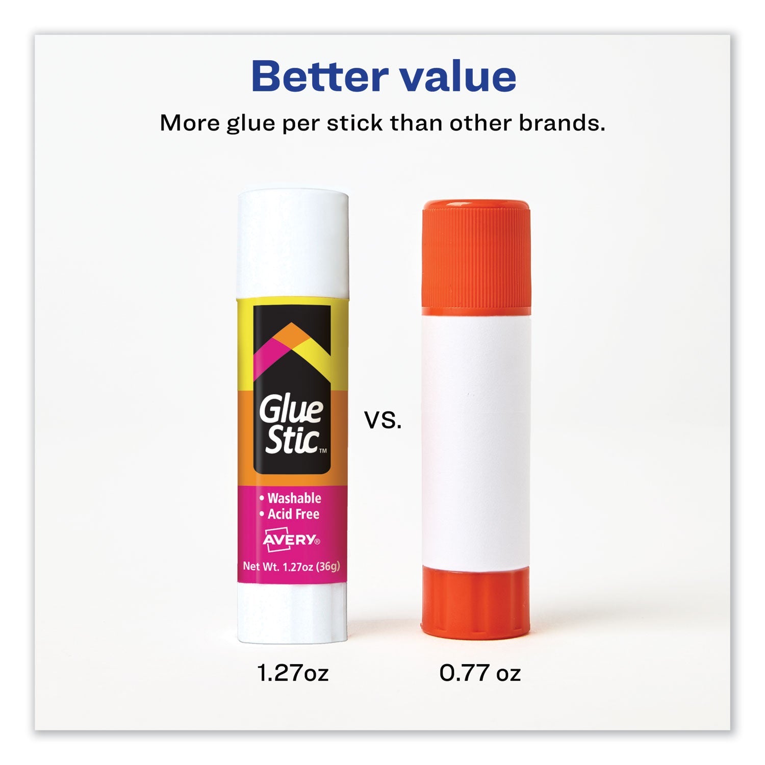 Avery® Permanent Glue Stic Value Pack, 1.27 Oz, Applies White, Dries Clear, 6/pack