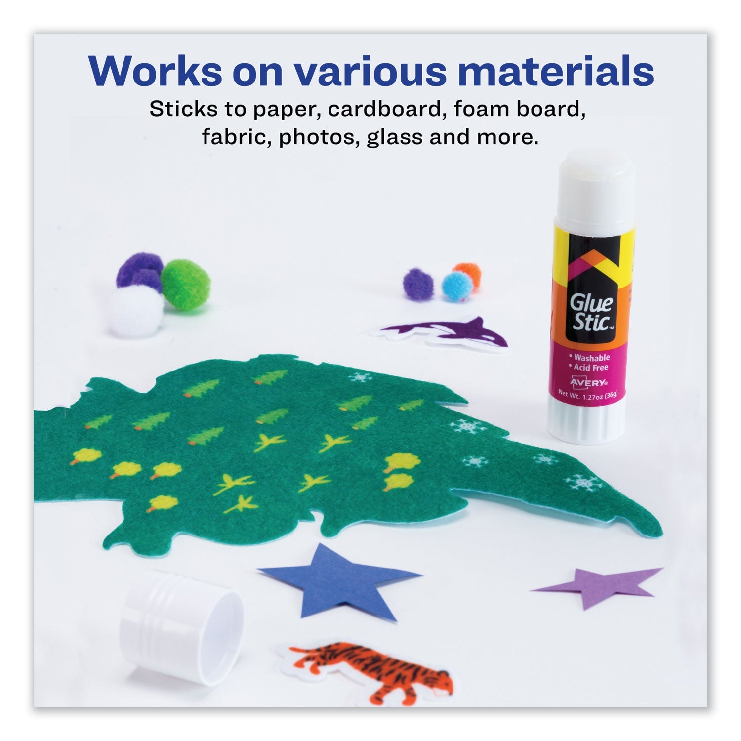 Avery® Permanent Glue Stic Value Pack, 1.27 Oz, Applies White, Dries Clear, 6/pack