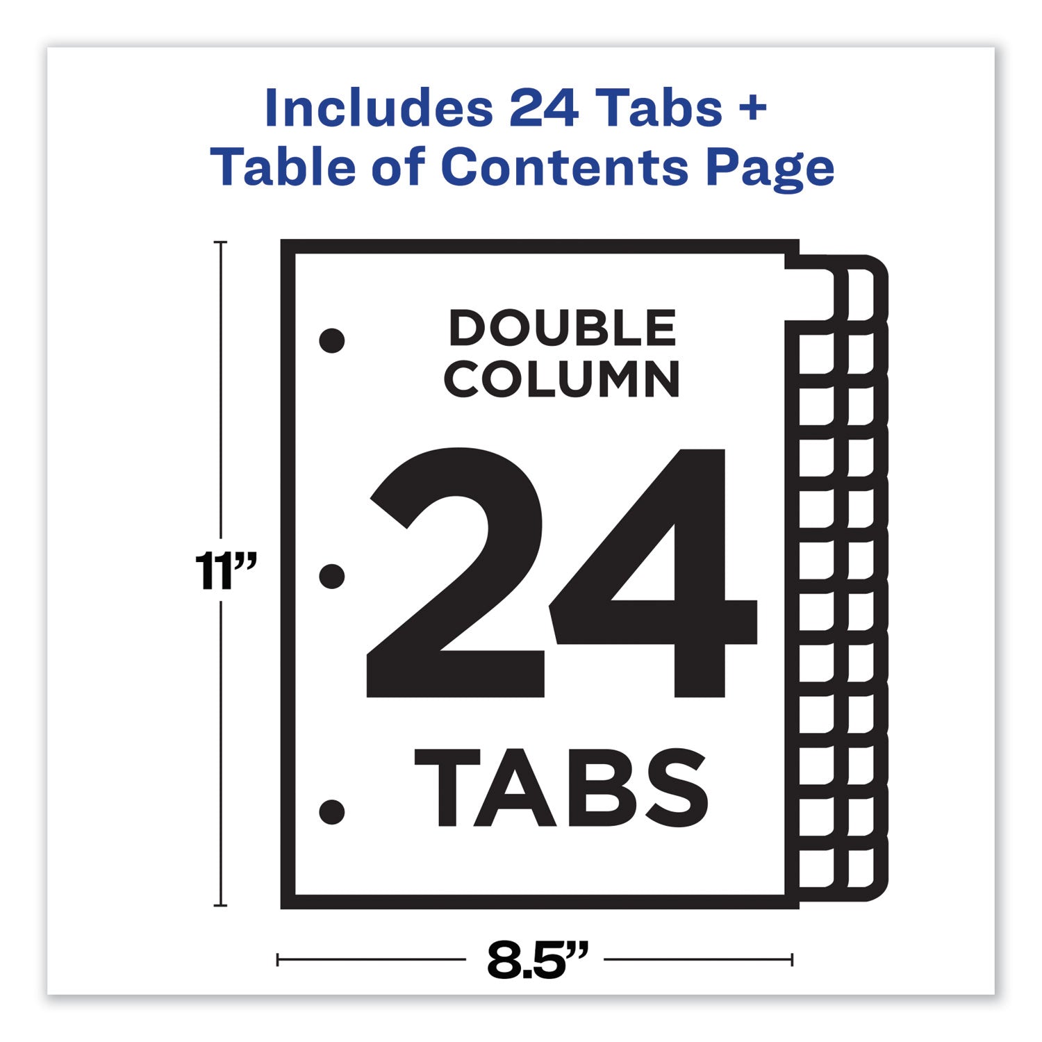 Avery® Customizable TOC Ready Index Double Column Multicolor Tab Dividers, 24-Tab, 1 to 24, 11 x 8.5, White, 1 Set