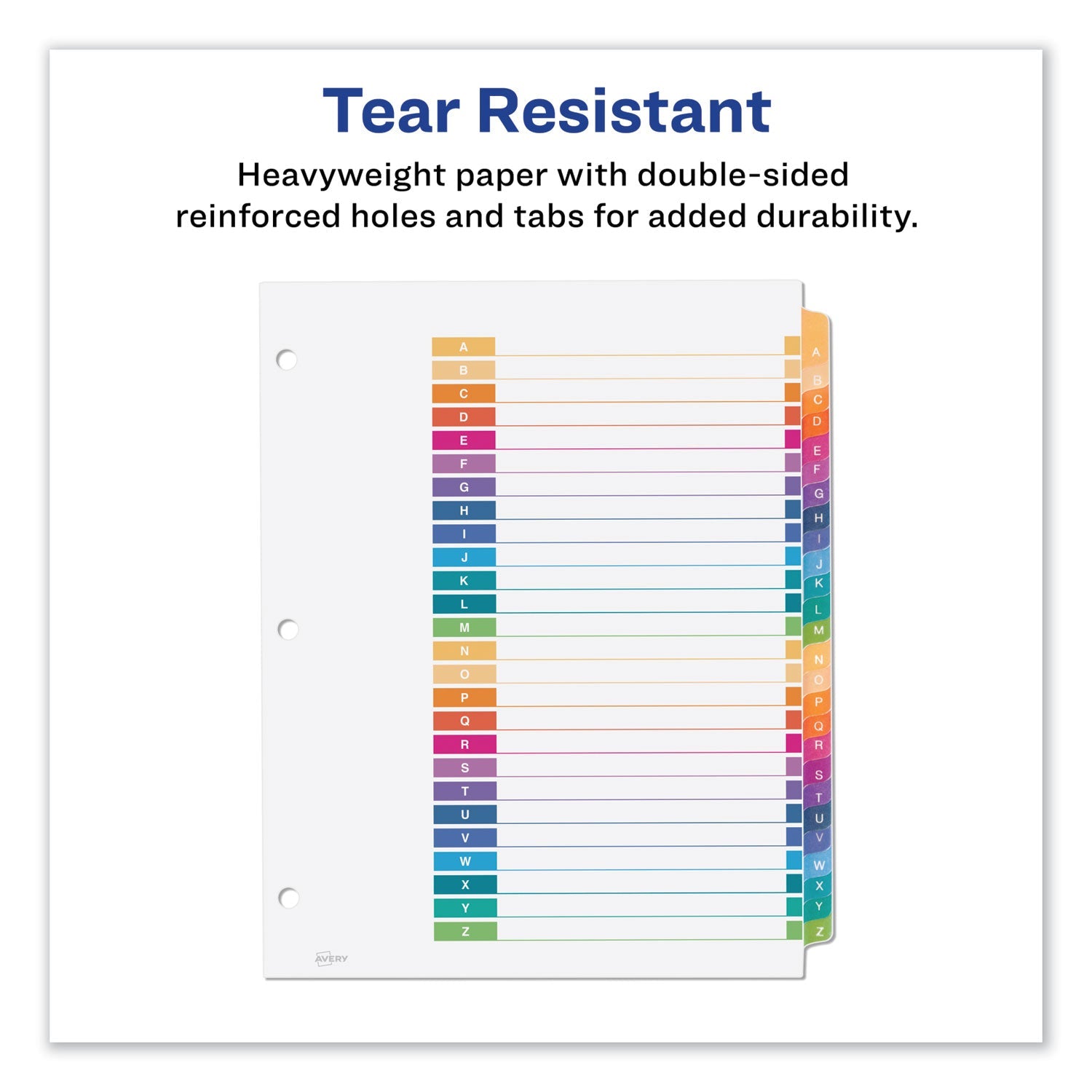 Avery® Customizable TOC Ready Index Multicolor Tab Dividers, 26-Tab, A to Z, 11 x 8.5, White, Traditional Color Tabs, 1 Set
