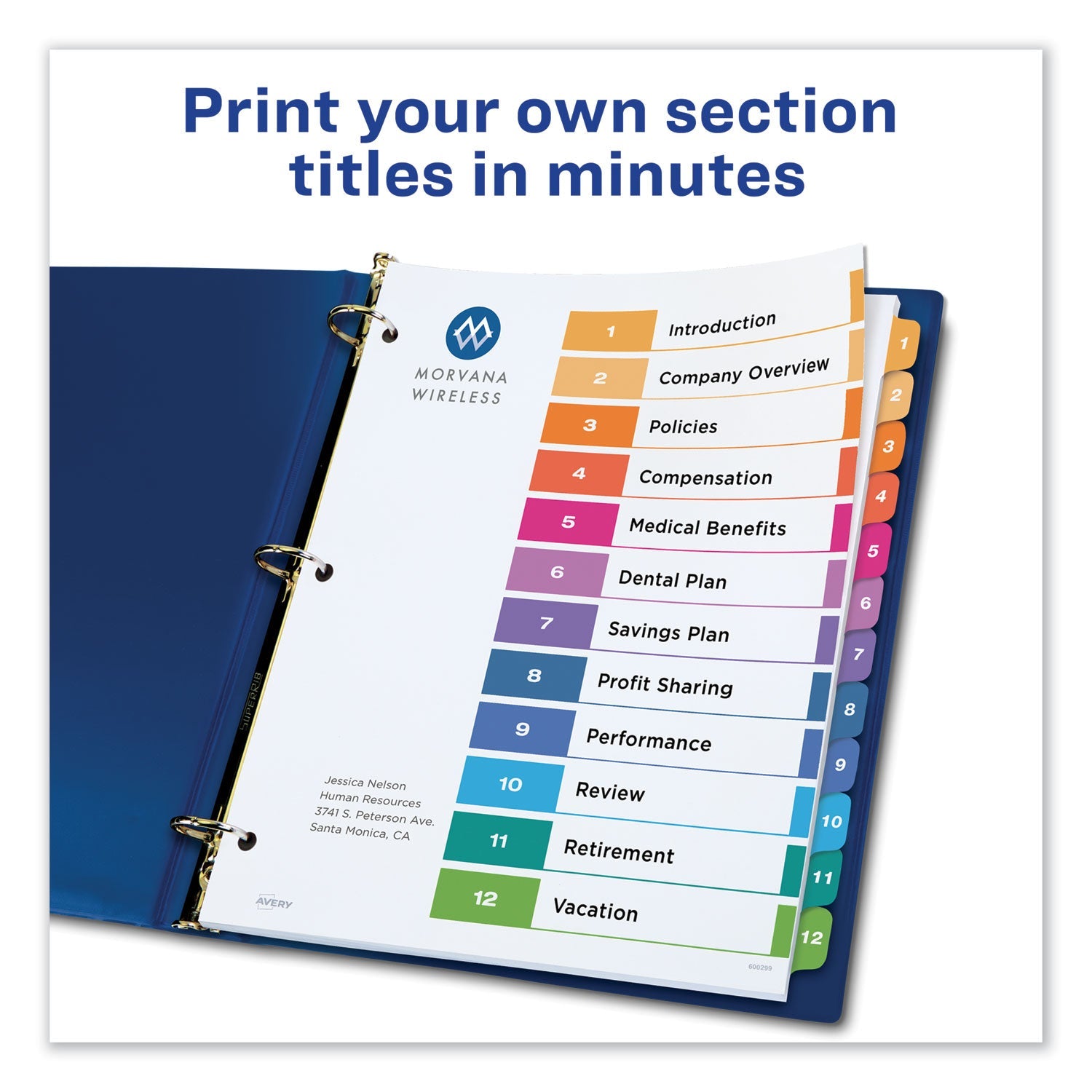 Avery® Customizable Table Of Contents Ready Index Dividers With Multicolor Tabs, 12-Tab, 1 To 12, 11 X 8.5, White, 3 Sets