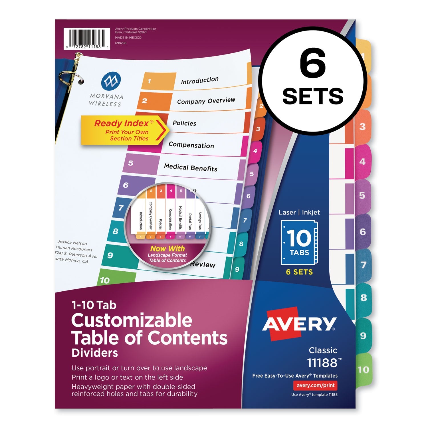 Customizable TOC Ready Index Dividers | 10-Tab