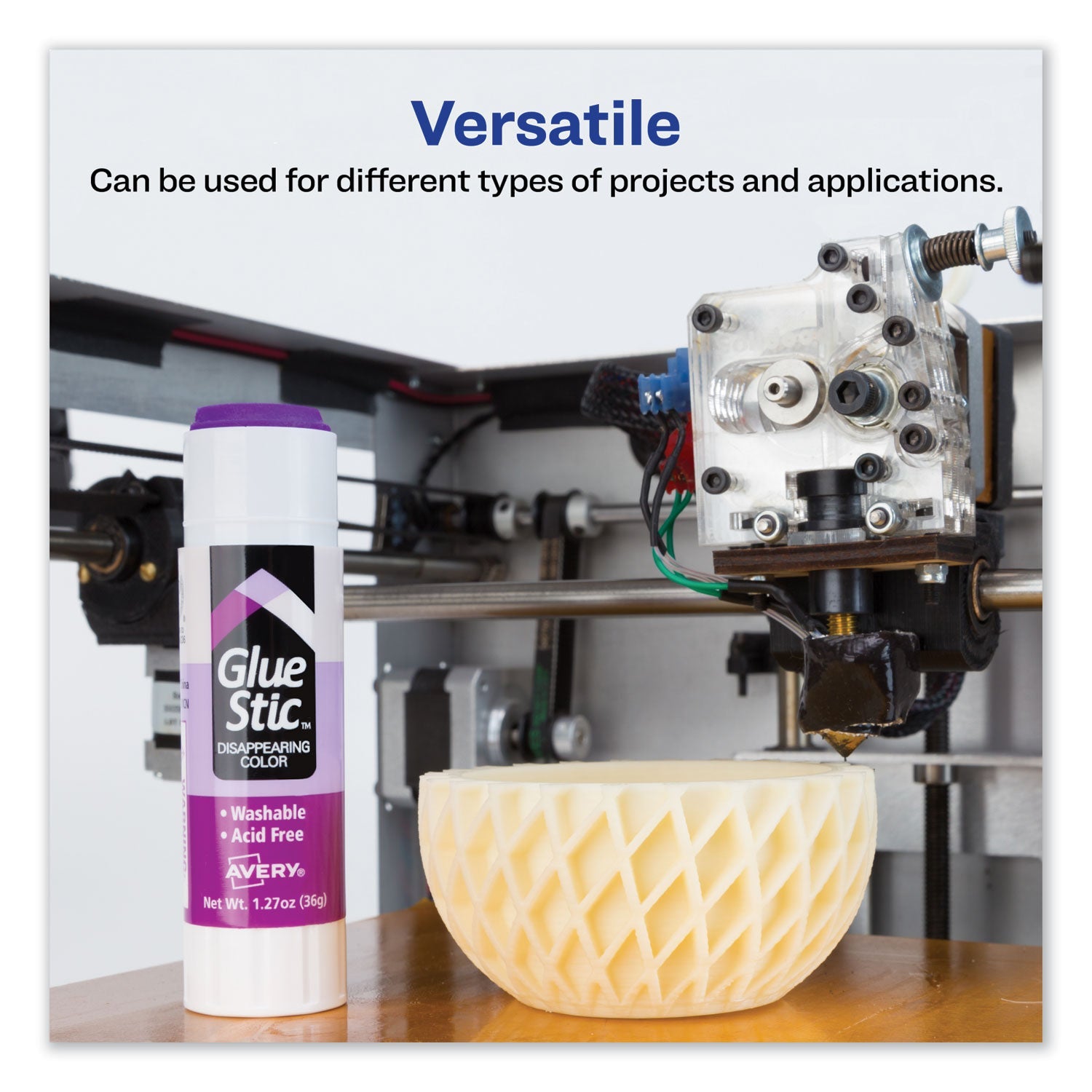 Avery® Permanent Glue Stic Value Pack, 1.27 Oz, Applies Purple, Dries Clear, 6/pack