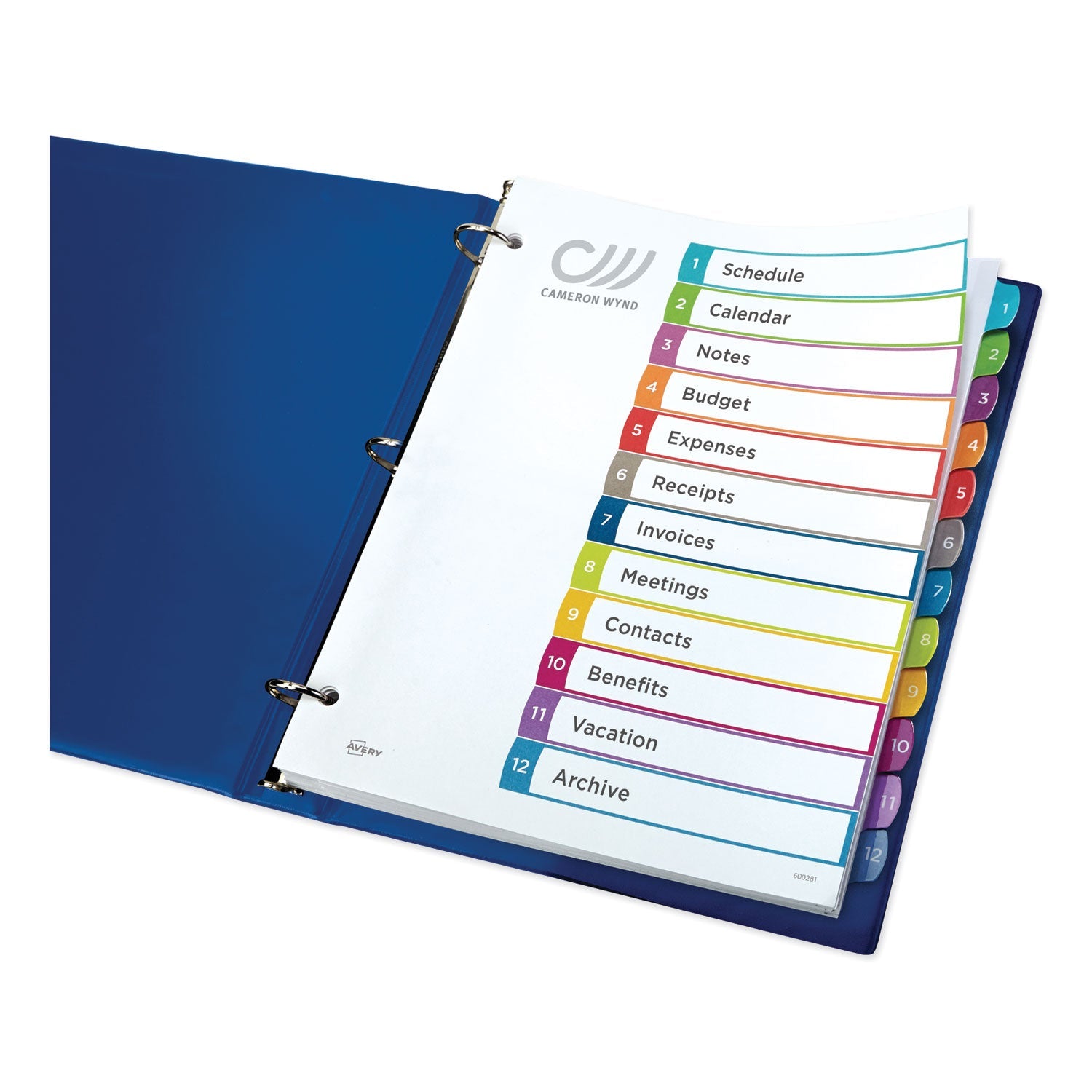 Avery® Customizable TOC Ready Index Multicolor Tab Dividers, 12-Tab, 1 to 12, 11 x 8.5, White, Contemporary Color Tabs, 1 Set