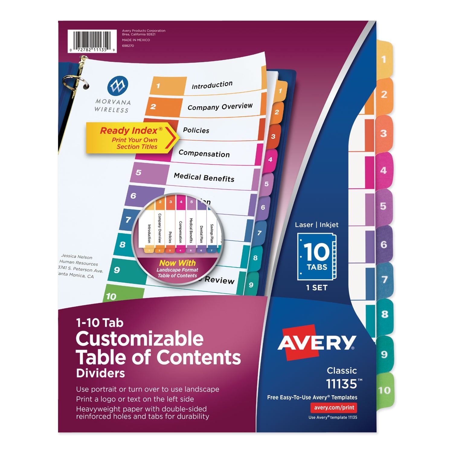 Customizable TOC Ready Index Dividers | 10-Tab