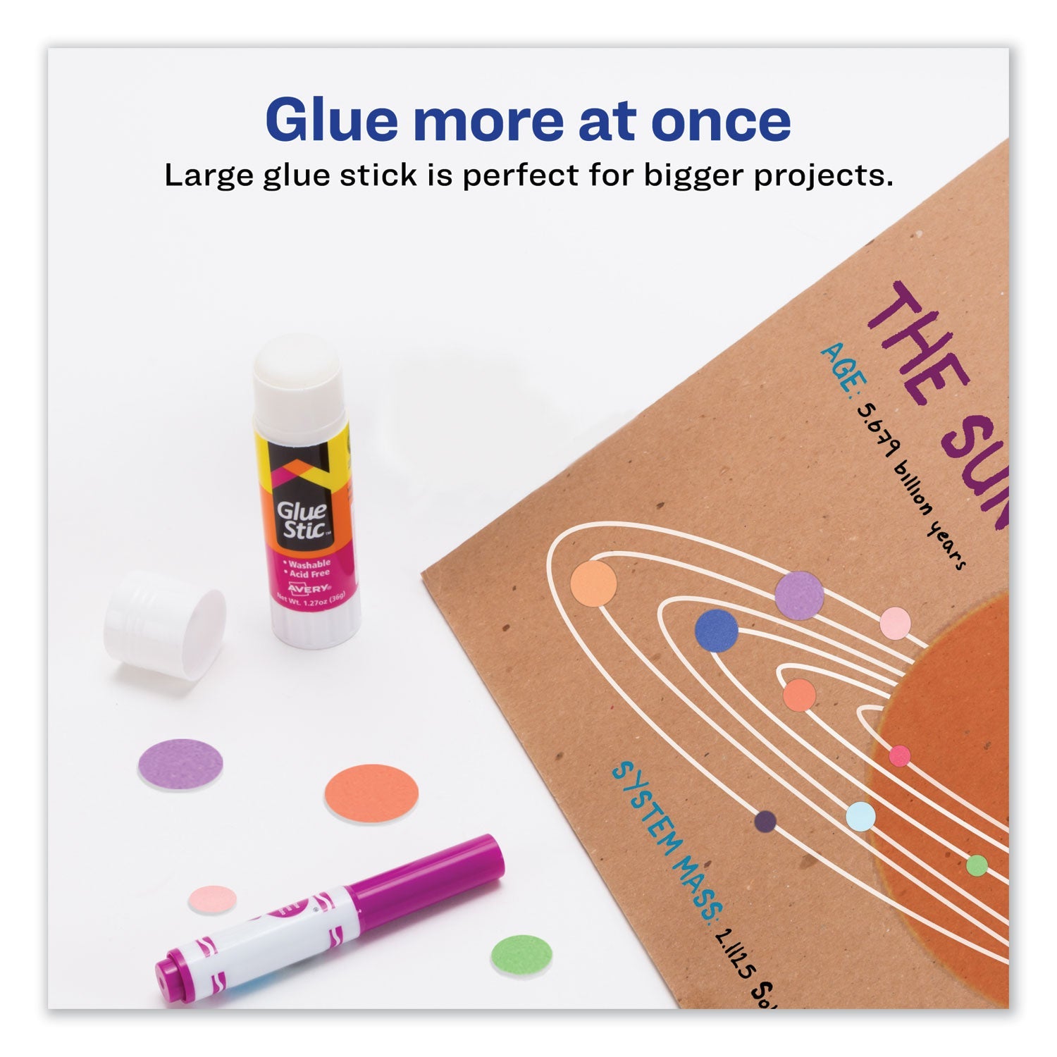 Avery® Permanent Glue Stic Value Pack, 1.27 Oz, Applies White, Dries Clear, 6/pack
