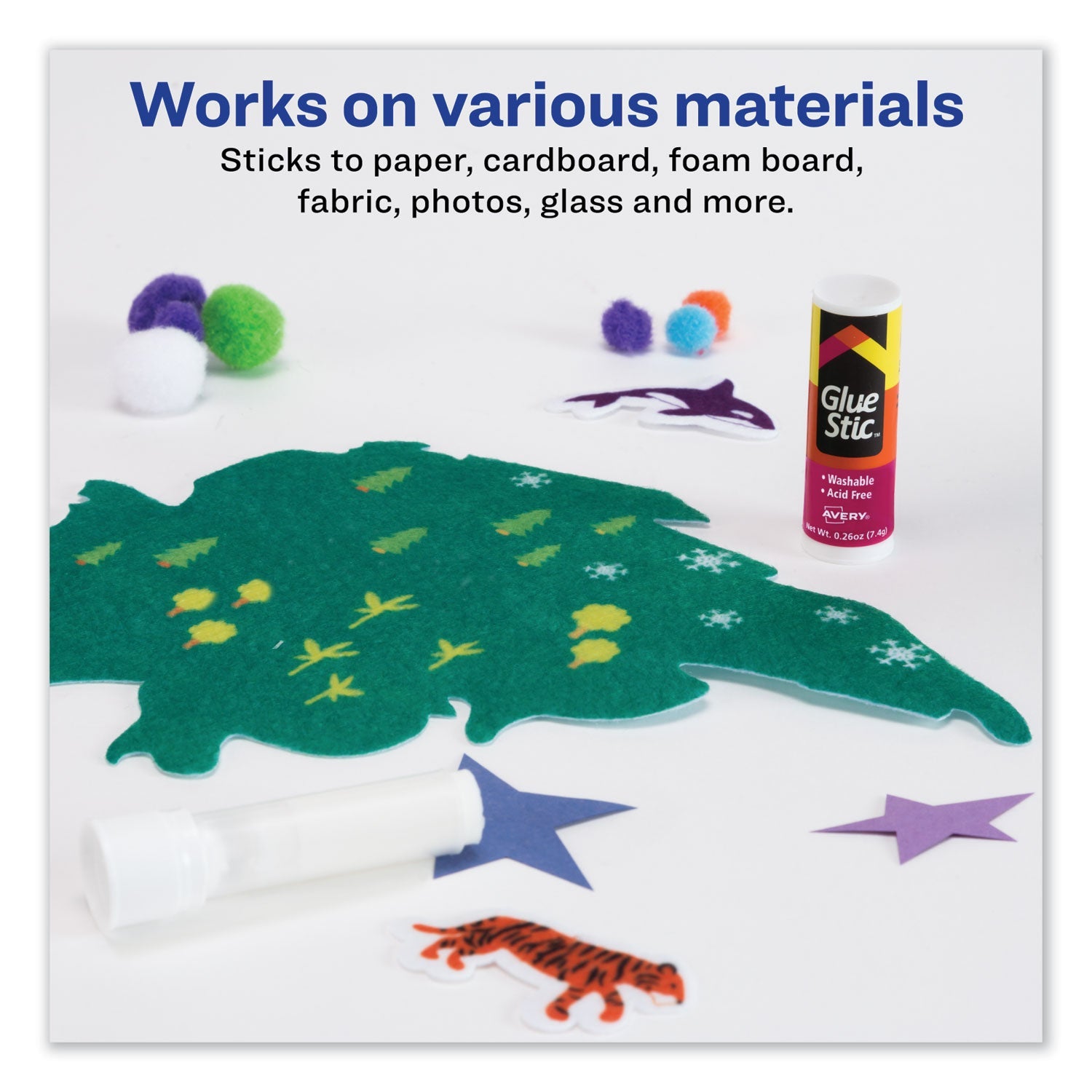 Avery® Permanent Glue Stic Value Pack, 0.26 Oz, Applies White, Dries Clear, 18/pack
