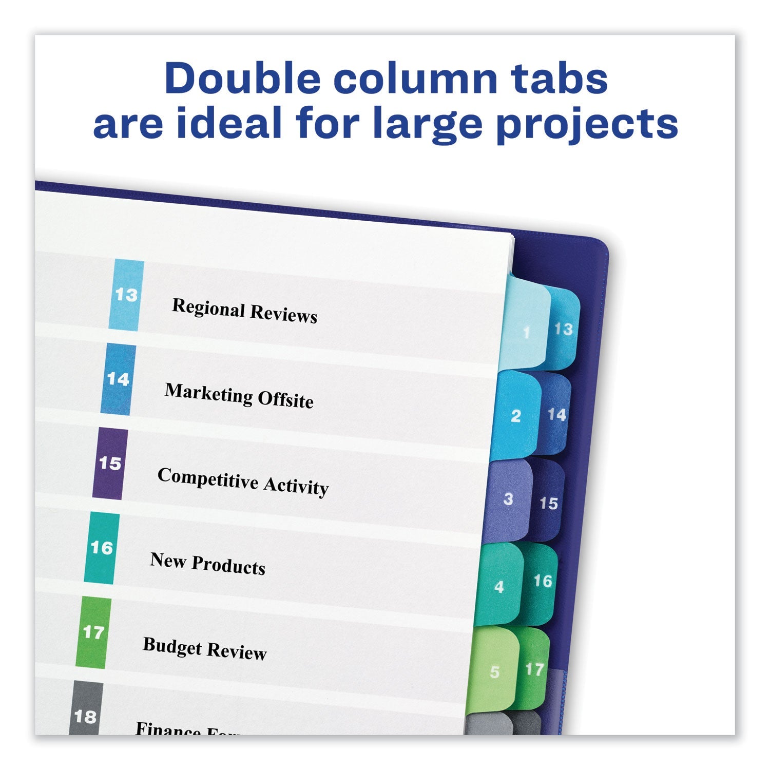Avery® Customizable TOC Ready Index Double Column Multicolor Tab Dividers, 24-Tab, 1 to 24, 11 x 8.5, White, 1 Set