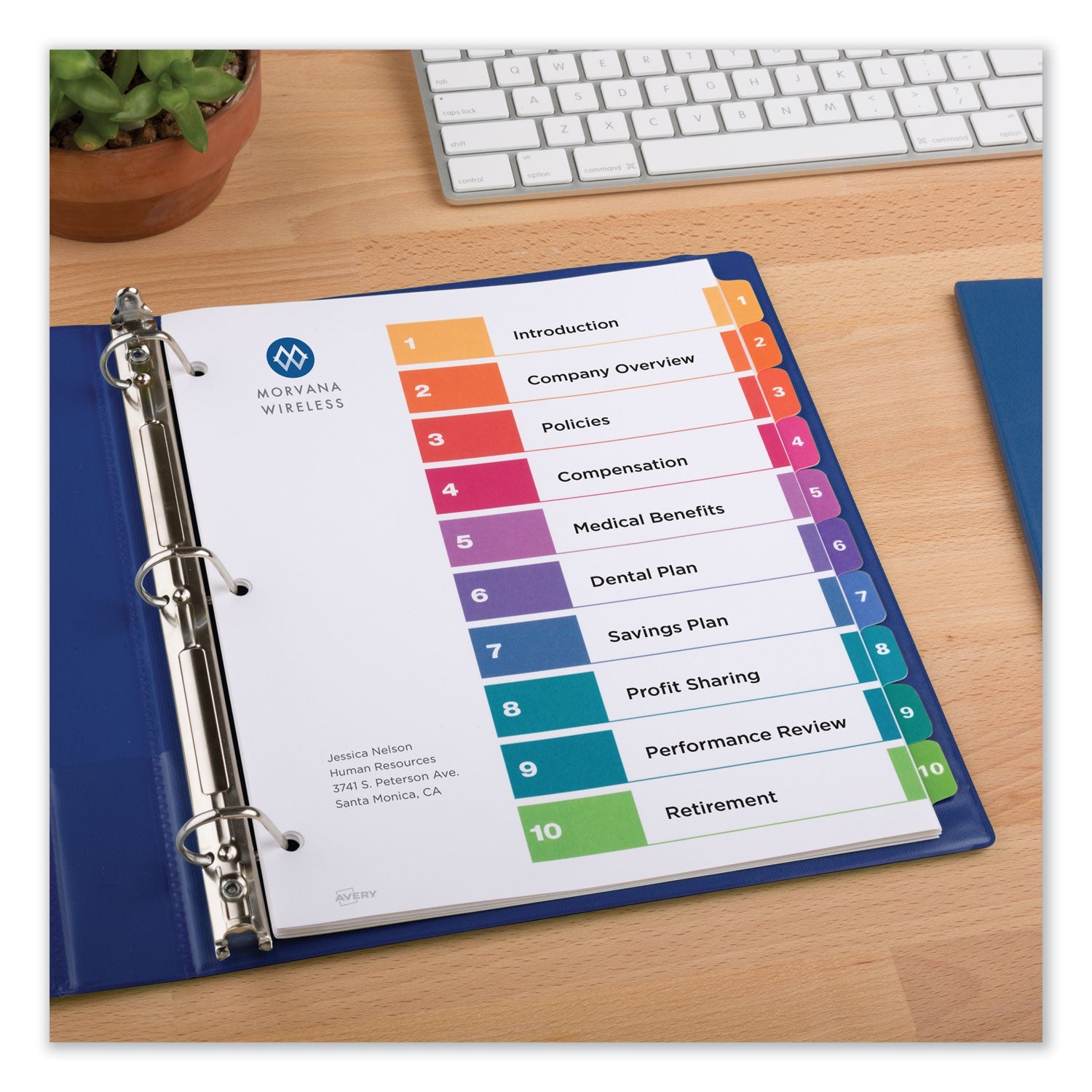 Avery® Customizable Table Of Contents Ready Index Dividers With Multicolor Tabs, 10-Tab, 1 To 10, 11 X 8.5, White, 3 Sets